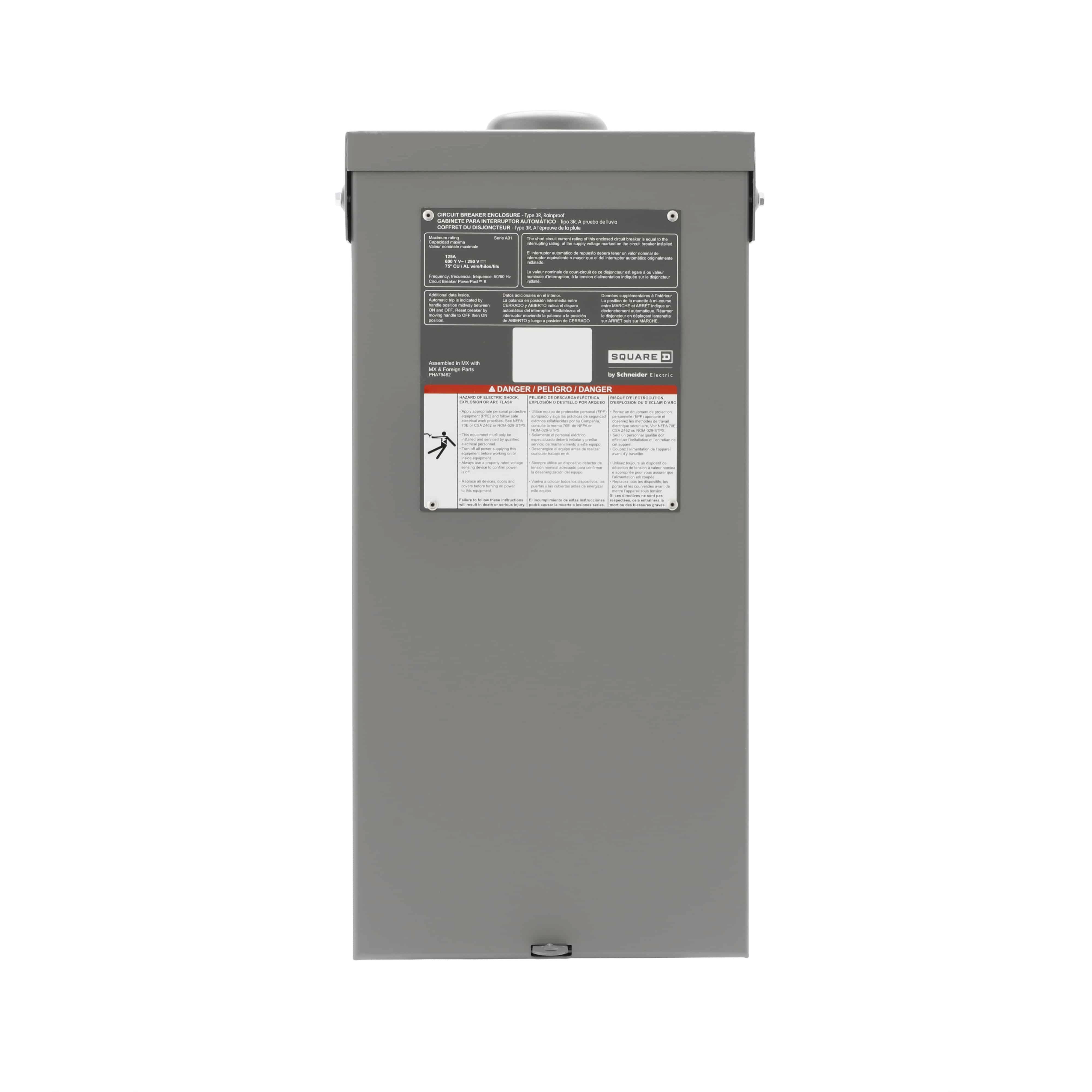 B125RB - Circuit breaker enclosure, PowerPacT B, 15A to 125A, 2 and 3 pole, NEMA 3R