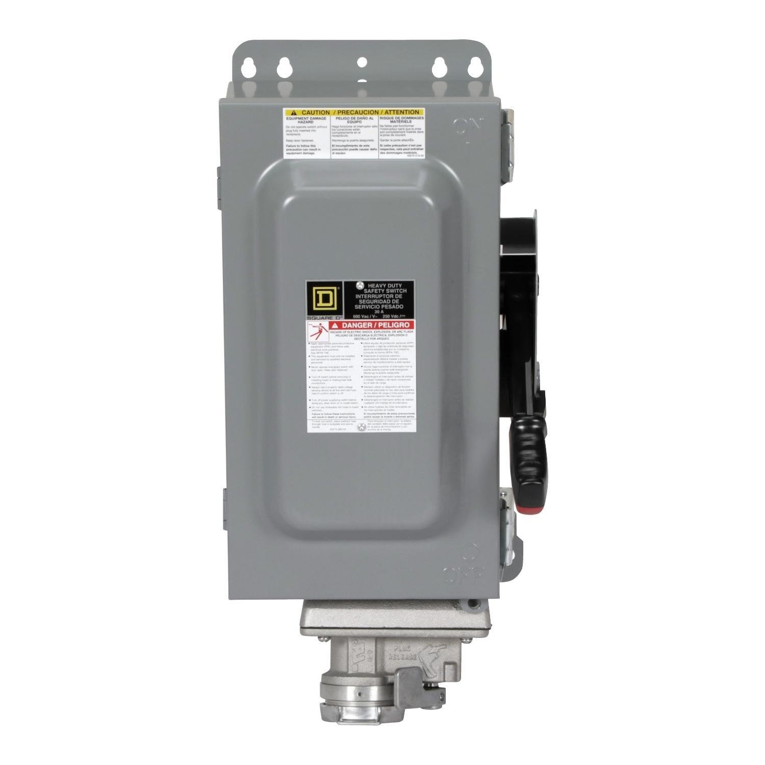 H361AWC - Safety switch, heavy duty, fusible, 30A, 600VAC/DC, 3 poles, 20HP, NEMA 12K, Crouse-Hinds Arktite