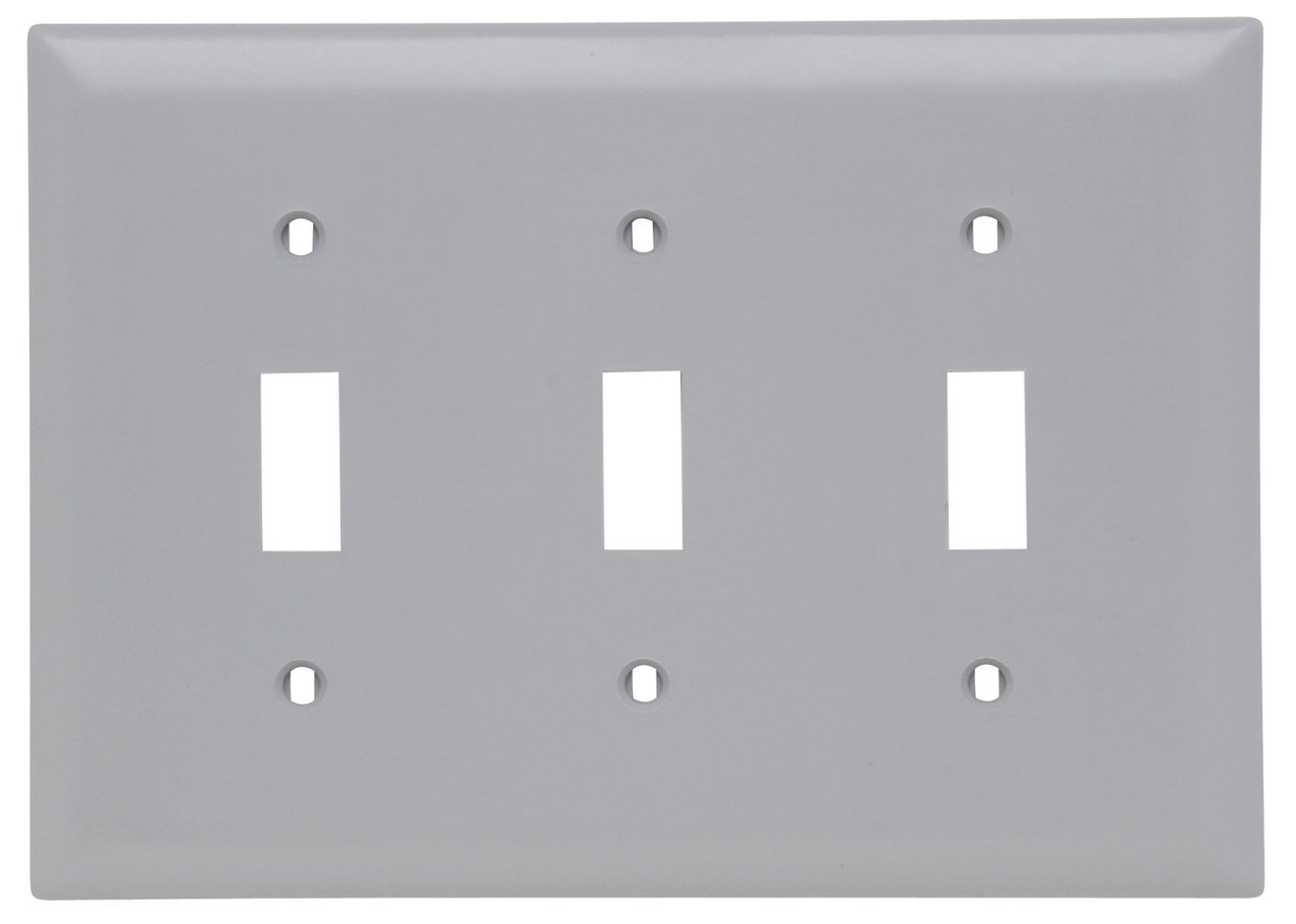 TP3-GRY - TradeMaster® 3-Gang Nylon Wall Plate, 3 Toggle Switch Openings, Gray