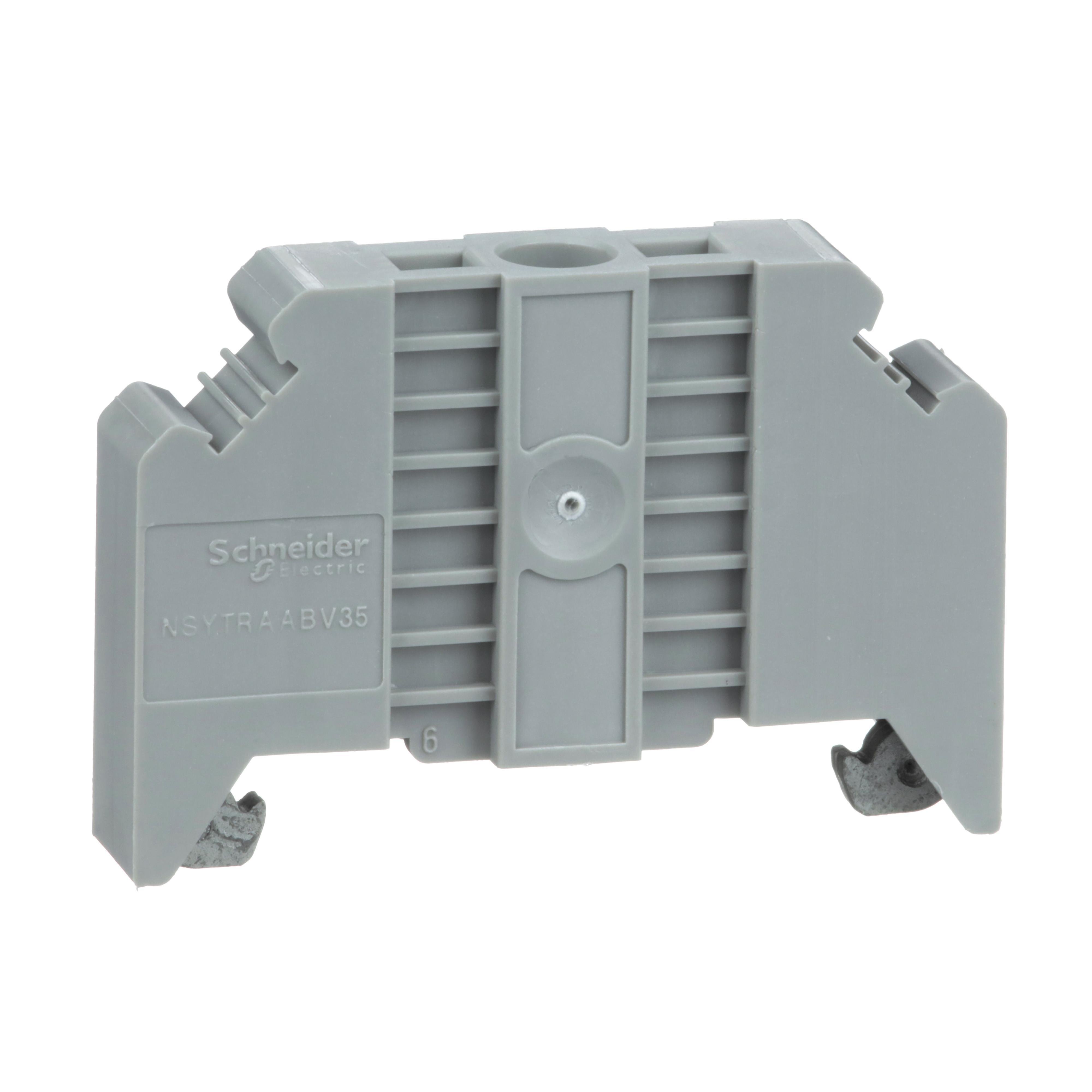 NSYTRAABV35 - Linergy terminal blocks, end bracket, screw on, for 35 mm DIN rail, 9.5 mm wide, markable