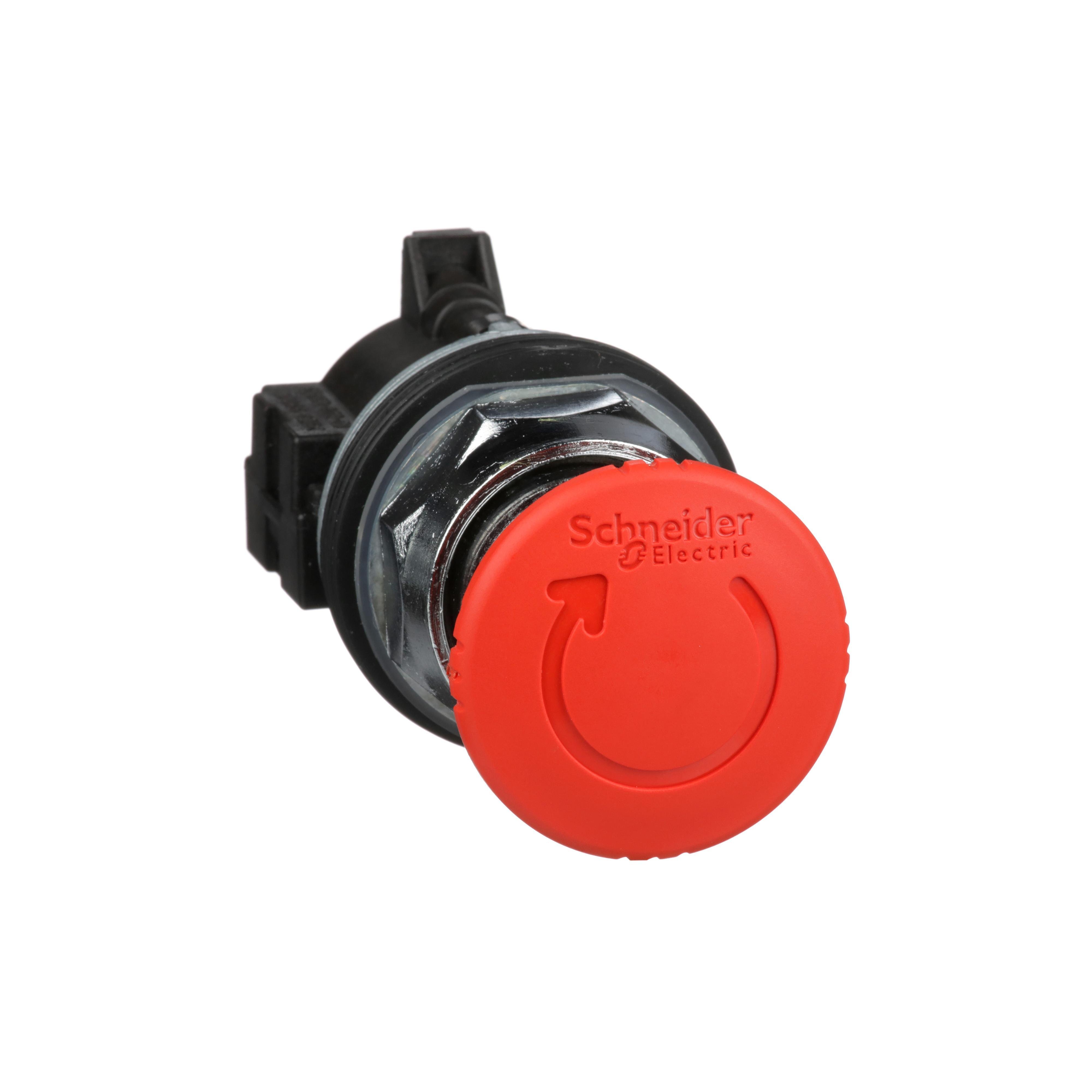 Picture of 9001KR16 - 30mm Push Button, Type K, turn to release trigger action mushroom operator, 2 position, plastic red mushroom head