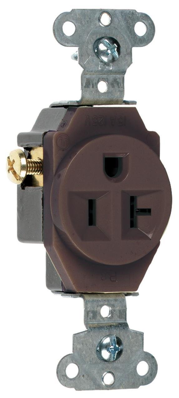 5351 - 20A 125V Heavy Duty Spec-Grade Single Receptacle, Side Wire, Brown