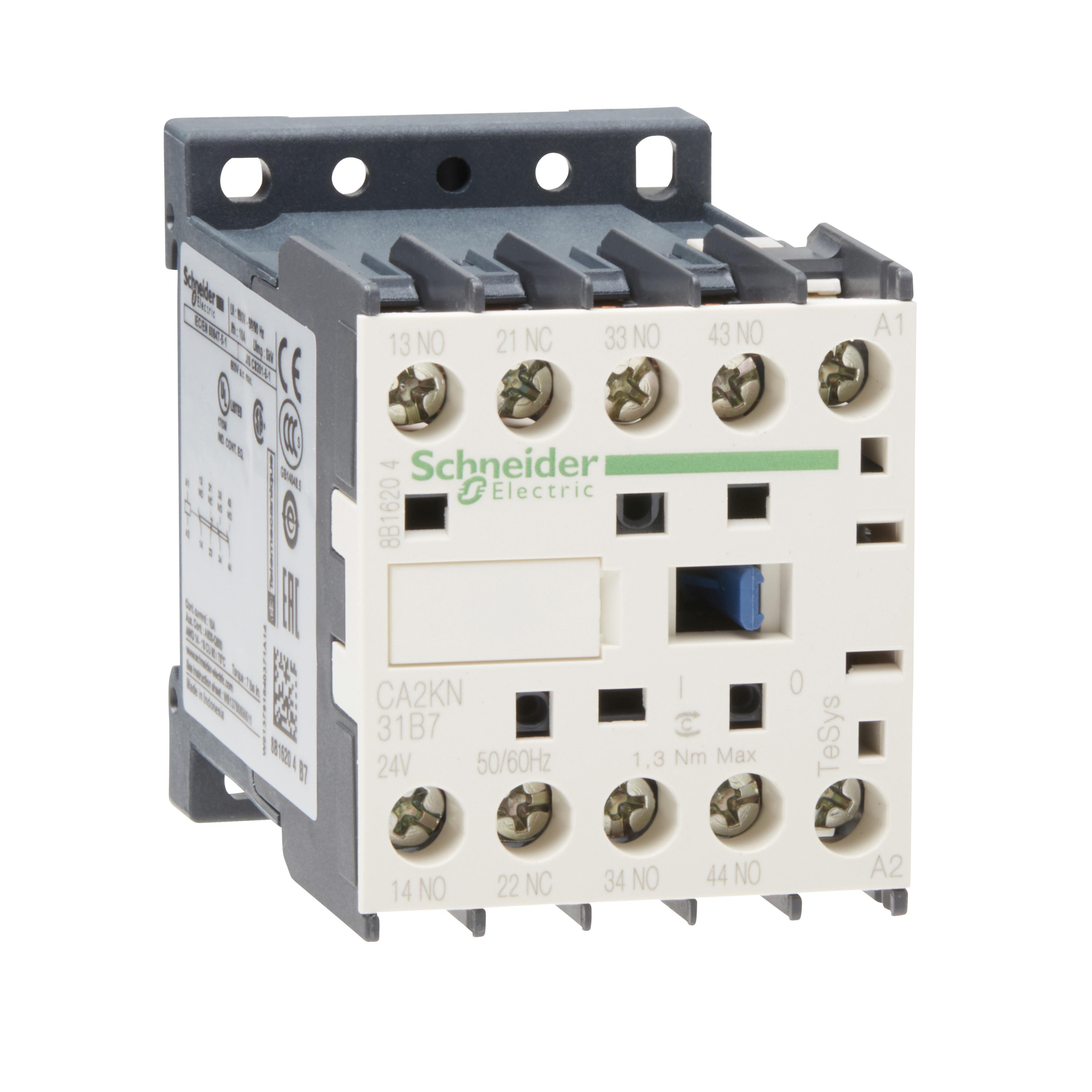 Picture of CA2KN31F7 - Control relay, TeSys K, 3 NO + 1 NC, lt or eq to 690V, 110VAC coil
