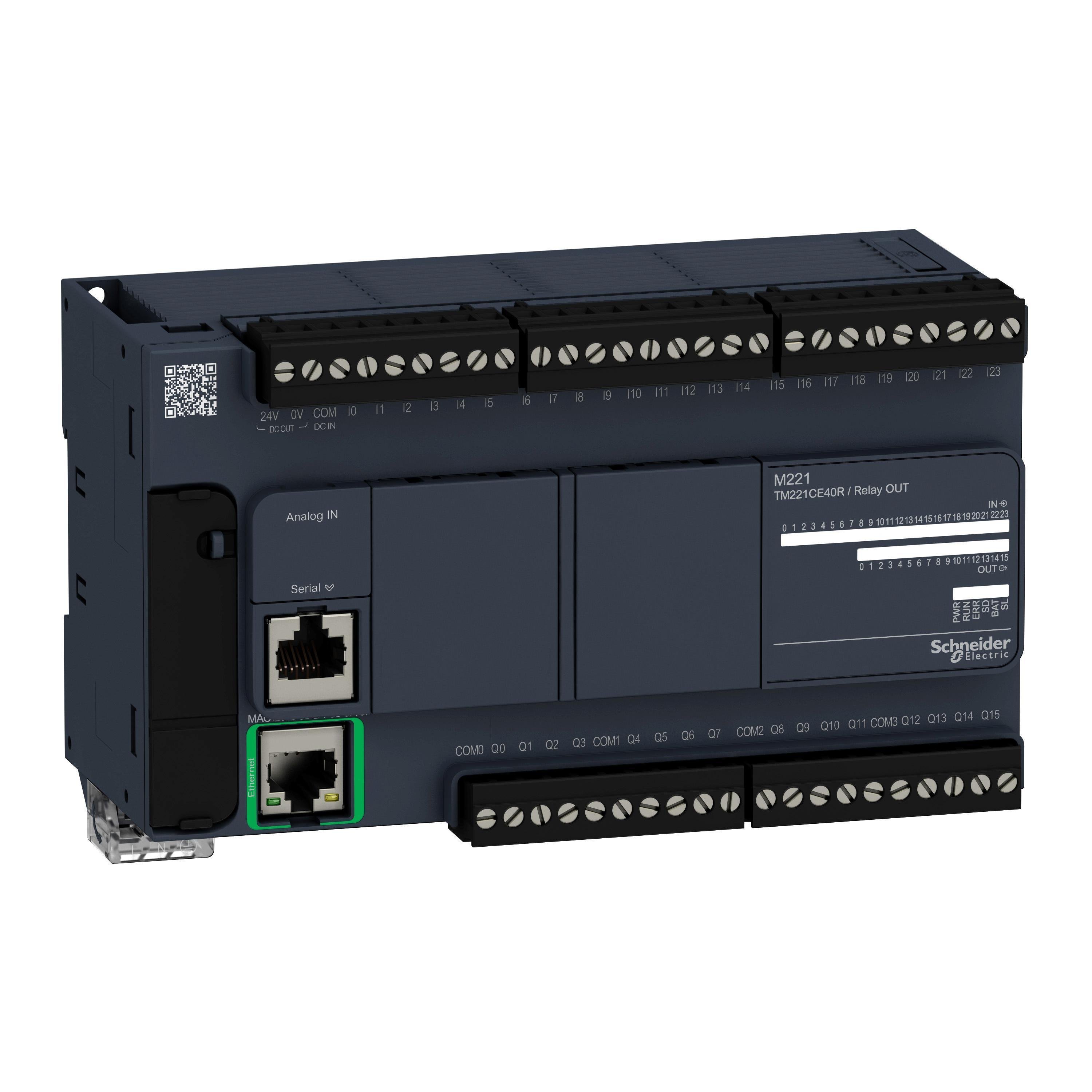 TM221CE40R - logic controller, Modicon M221, 40 IO, relay, Ethernet