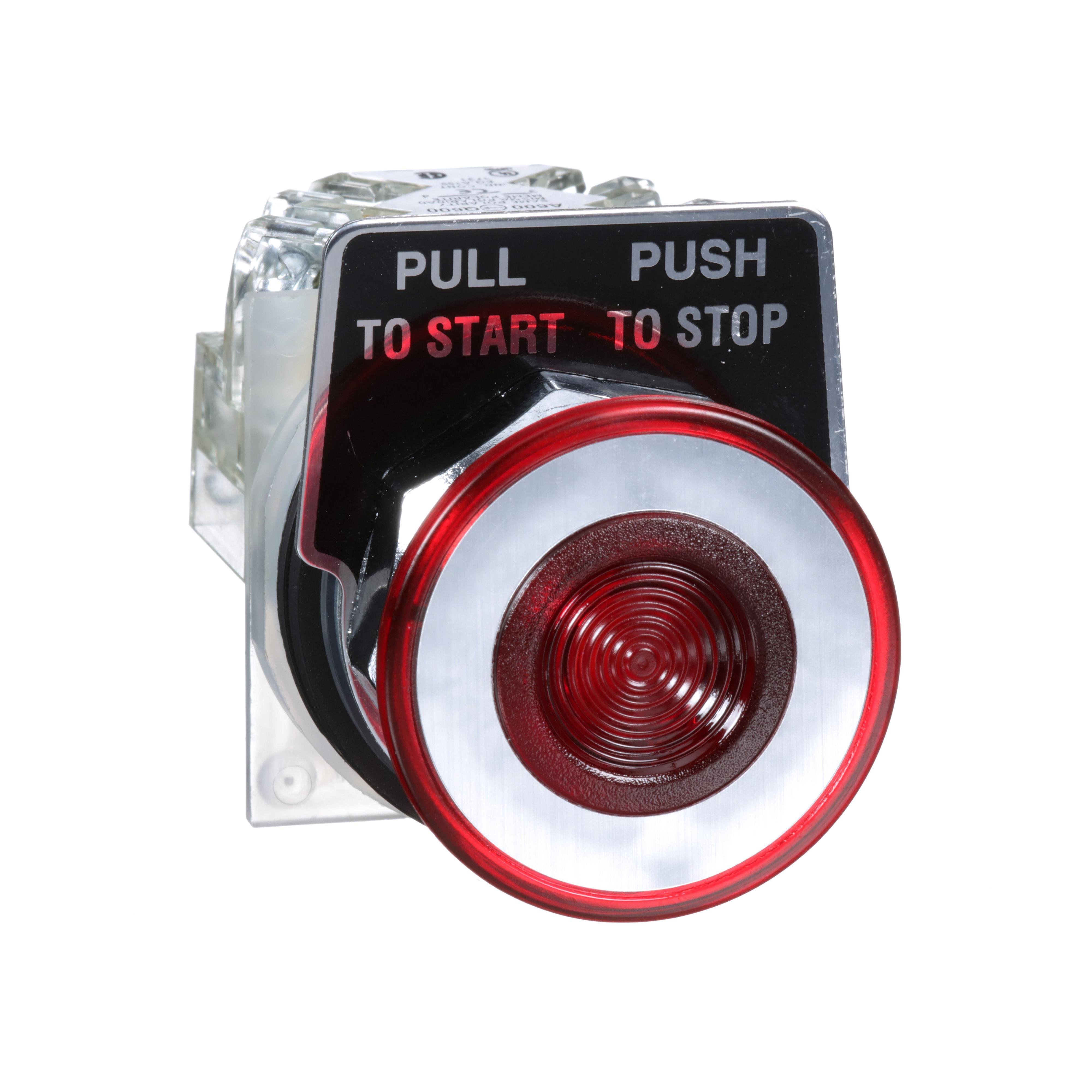 Picture of 9001KR9RH13 - 30mm Push Button, Type K, push pull operator, red mushroom cap, 1 NO and 1 NC