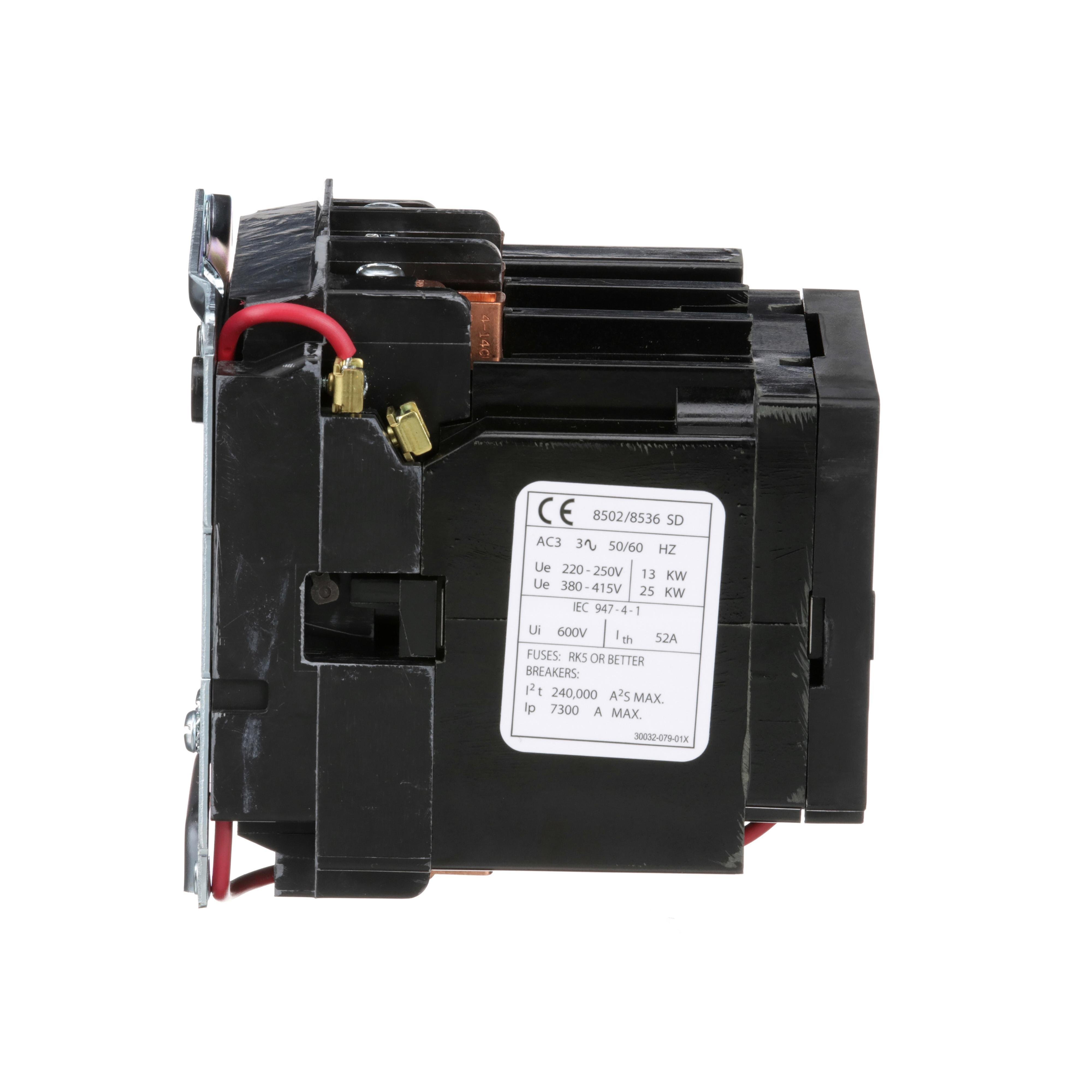 Picture of 8502SDO2V08 - NEMA Contactor, Type S, nonreversing, Size 2, 45A, 25HP at 575VAC, 3 phase, up to 100kA, 3 pole, 208VAC coil, open [TAA]