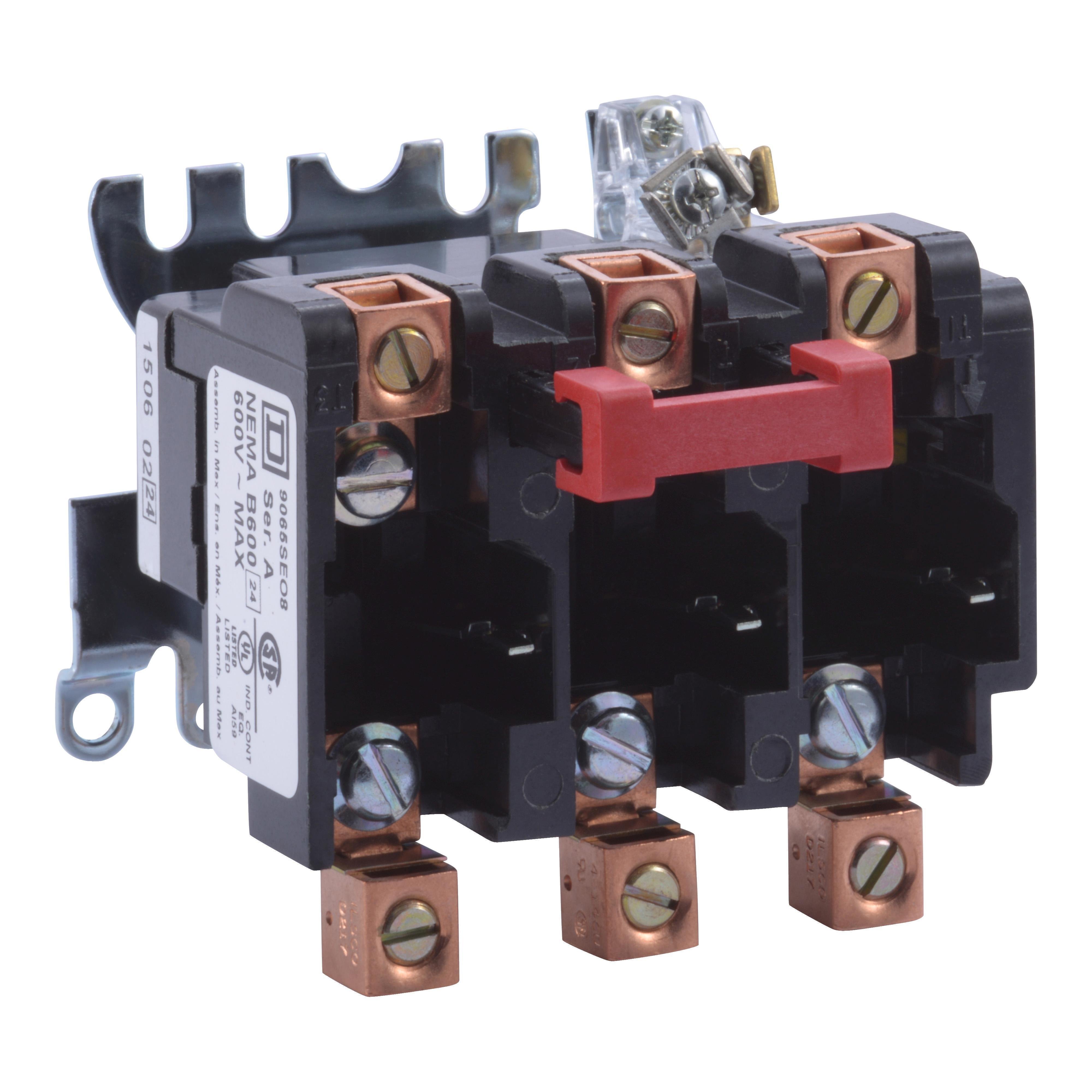 9065SEO8 - Overload Relay, Type S, melting alloy, separate mount overload, NEMA size 2, 3 pole, 3 phase, 45A, 600VAC