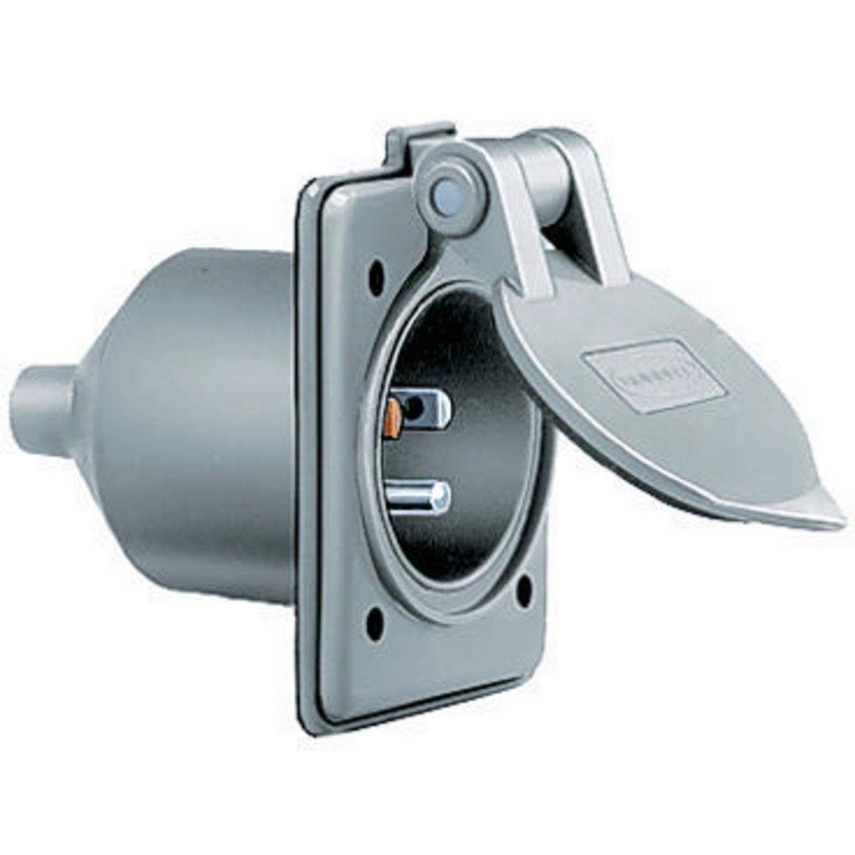 HBL61CM64 - Straight Blade Devices, Male Inlets, Weatherproofed, Marine, 15A 125V, 2-Pole 3-Wire Grounding, 5-15P, Gray, Single Pack