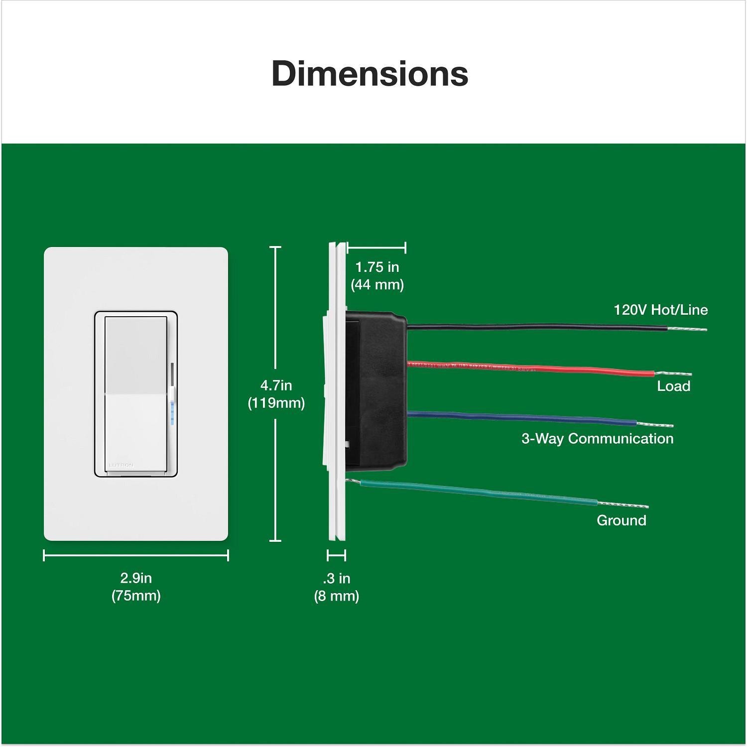 Picture of DVCLN-153P-WH - Diva LED+ Dimmer with Night Mode - Perfect for Bathrooms
