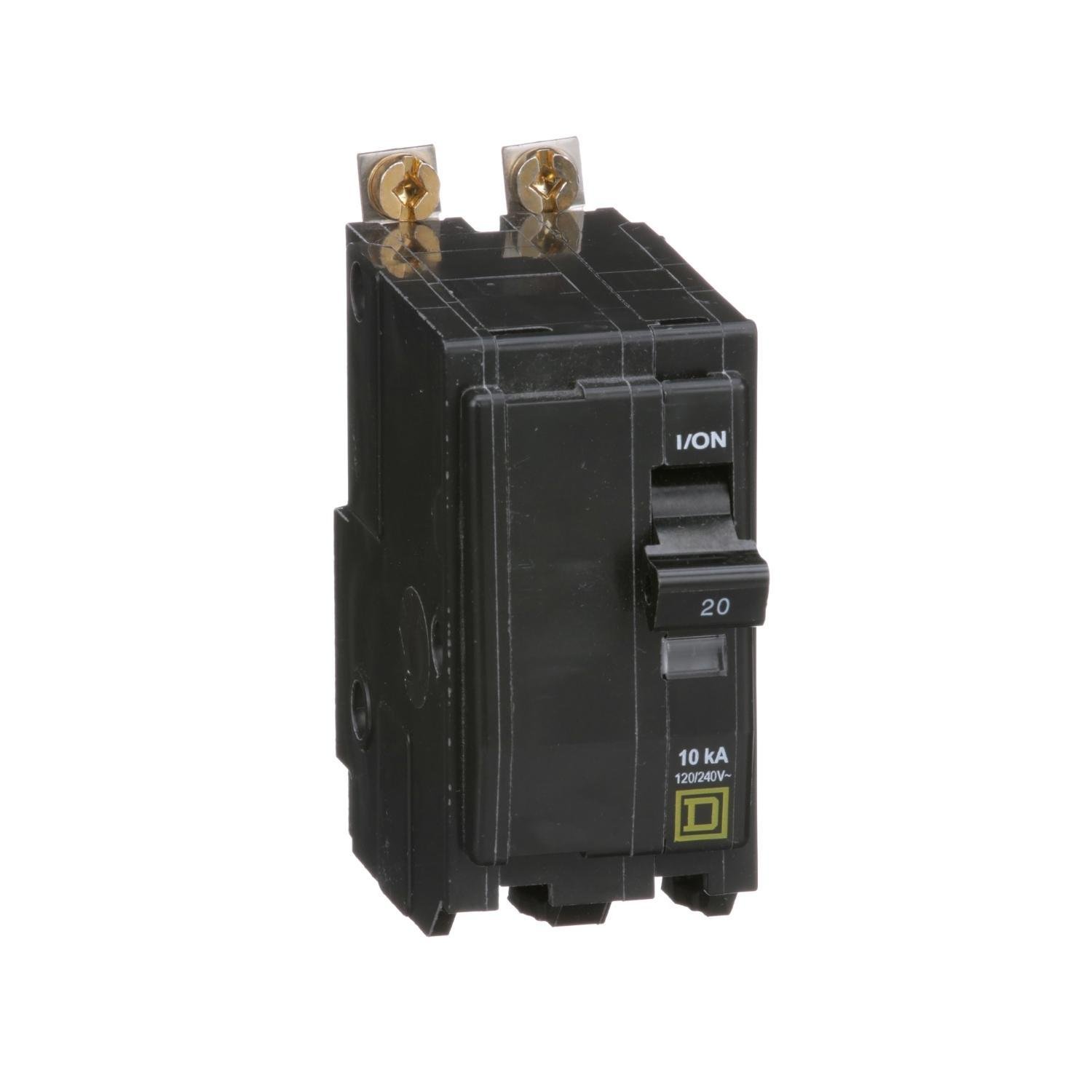 Picture of QOB220 - Mini circuit breaker, QO, 20A, 2 pole, 120/240VAC, 10kA, bolt on