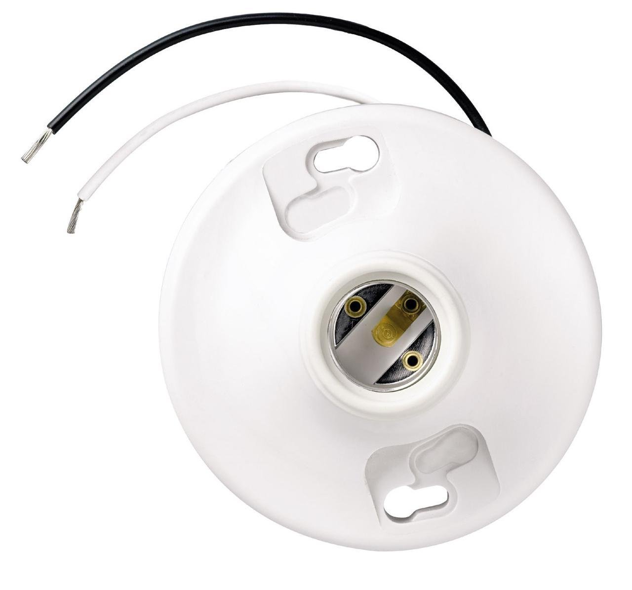 276-WH6 - Phenolic Medium Base Lampholder 4-Terminal 6-inch leads 250V, White