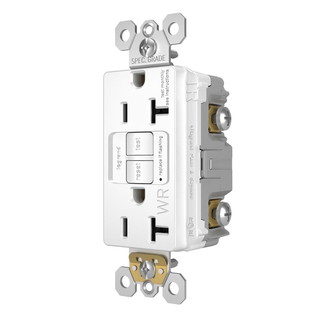Picture of 2097-TRWRW - radiant® Tamper-Resistant Weather-Resistant 20A Duplex Self-Test GFCI Receptacles with SafeLock® Protection, White