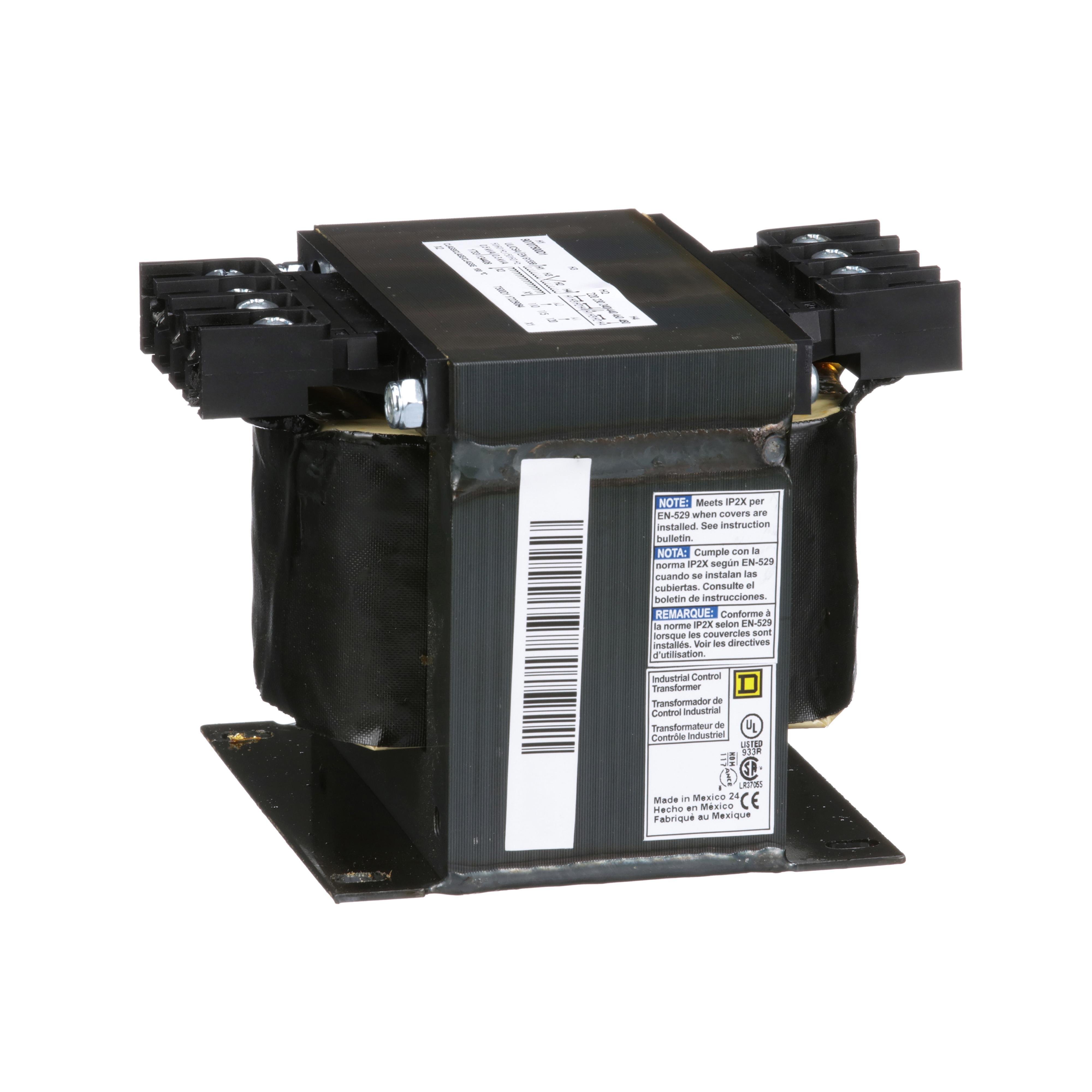 9070T500D1 - Transformer, Type T, industrial control, 500VA, 1 phase, 240x480V primary, 120V secondary, 115C rise