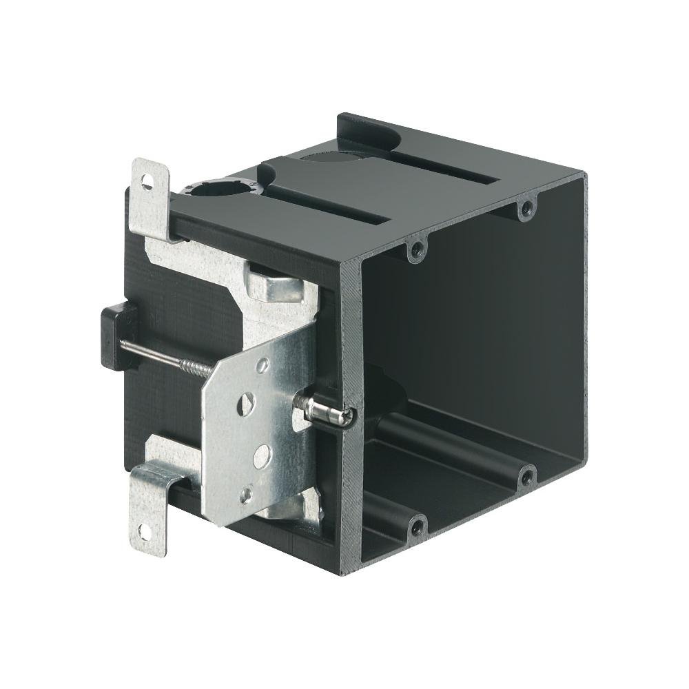 FA102 - Non-Metallic box for new construction. Adjustable for wall thicknessess from 1/4" to 1-1/2". Two Gang, Vertical, 43.5 cu.