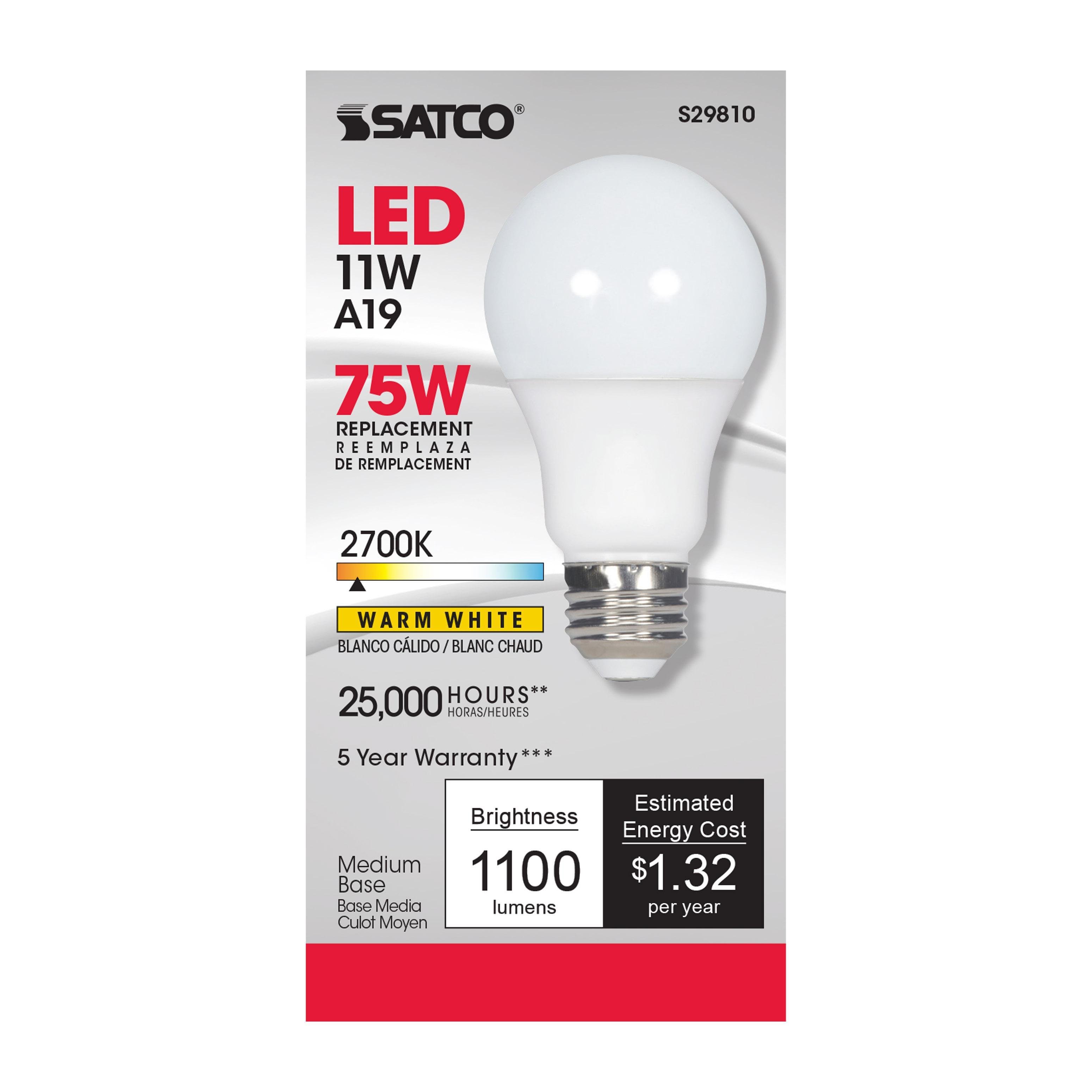 Picture of S29810 - 11 Watt - A19 LED - 2700K - Medium base - 220 deg. Beam Angle - 120 Volt