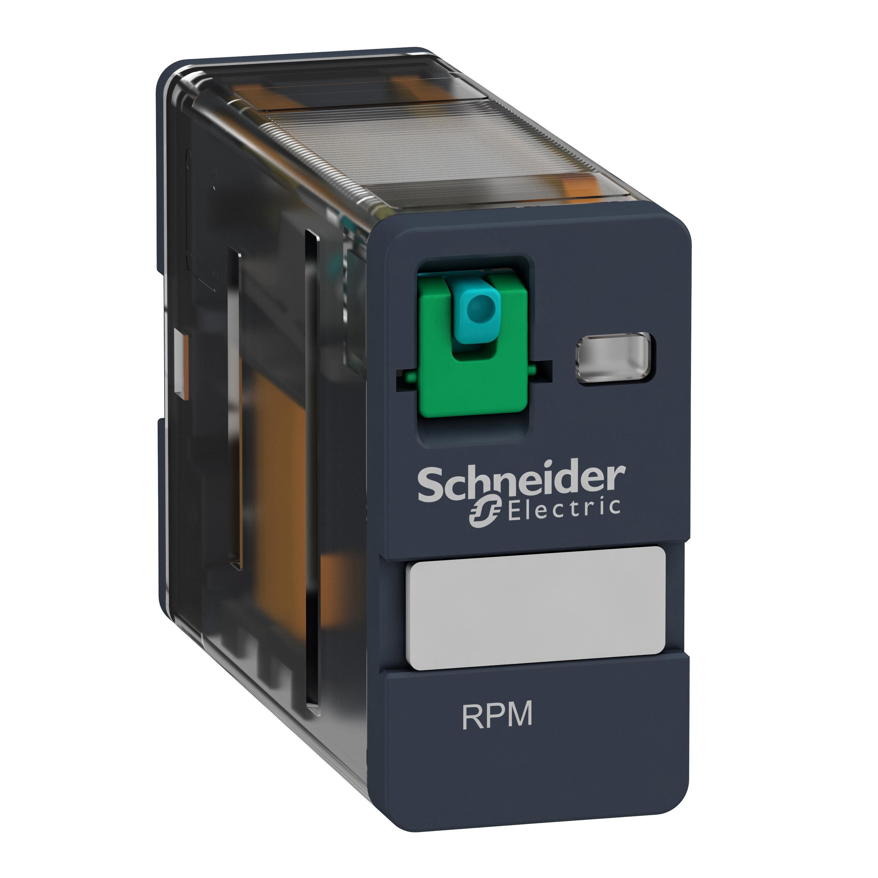 Picture of RPM11BD - plug-in relay, Harmony electromechanical relays, 15A, 1CO, lockable test button, 24V DC