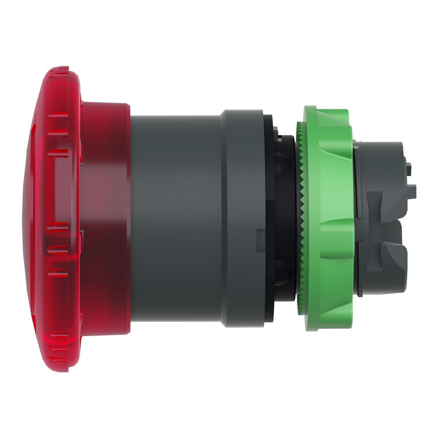 Picture of ZB5AW743 - Head for illuminated emergency switching off push button, Harmony XB5, plastic, red mushroom 40mm, 22mm, universal LED, turn to release