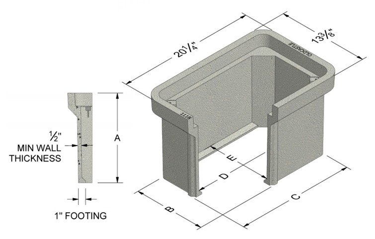11181910 1118-18 - Duralite™ Unit, 11" x 18" x 18", Straight Wall, Gray, DL/LW Flush Cover, T15, Marking Plate Required