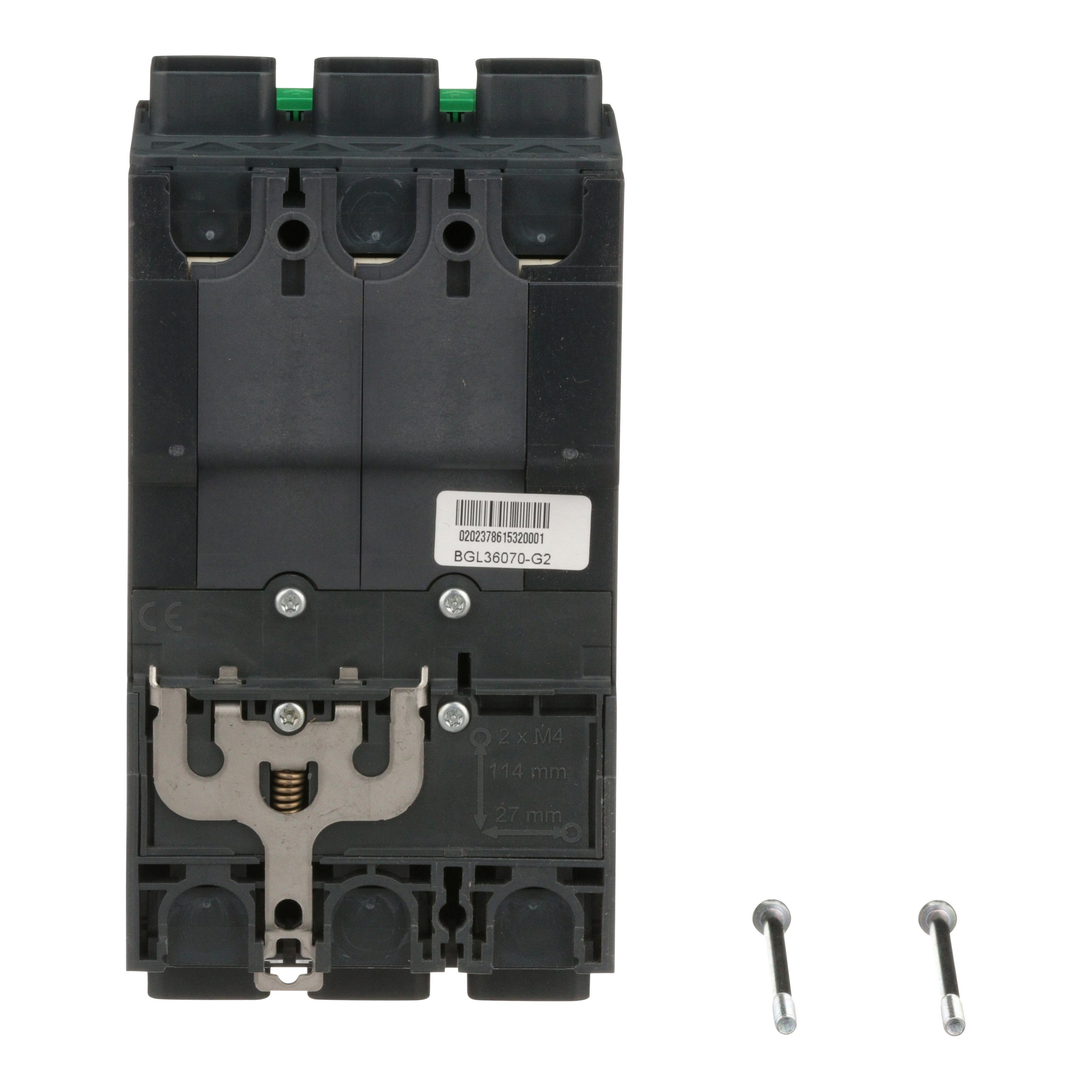 Picture of BGL36070 - Circuit breaker, PowerPacT B, 70A, 3 pole, 600Y/347VAC, 18kA, lugs, thermal magnetic, 80%