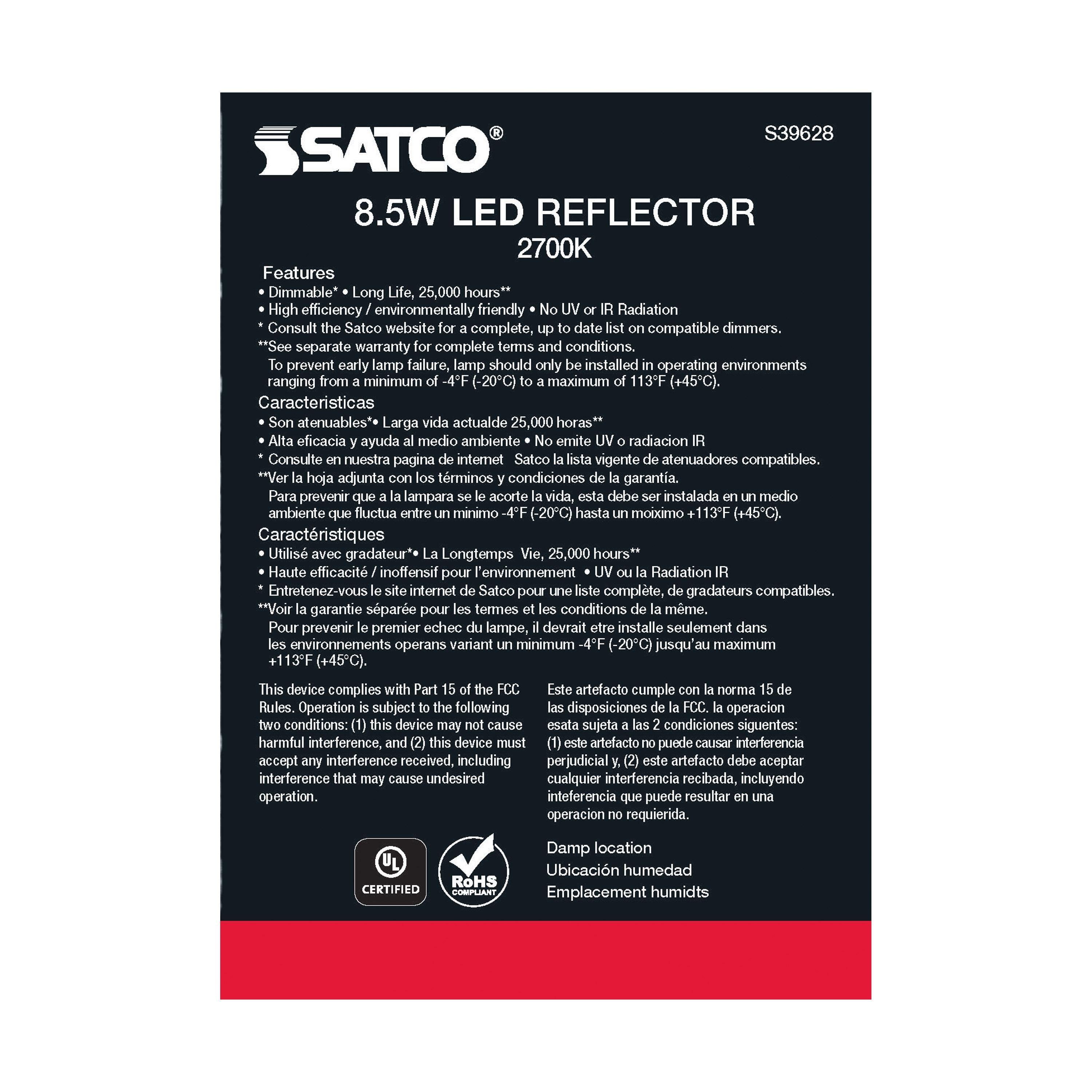 Picture of S39628 - 8.5 Watt - BR30 LED - 2700K - 80 CRI - Medium Base - 120 Volts - Dimmable - 48-pack