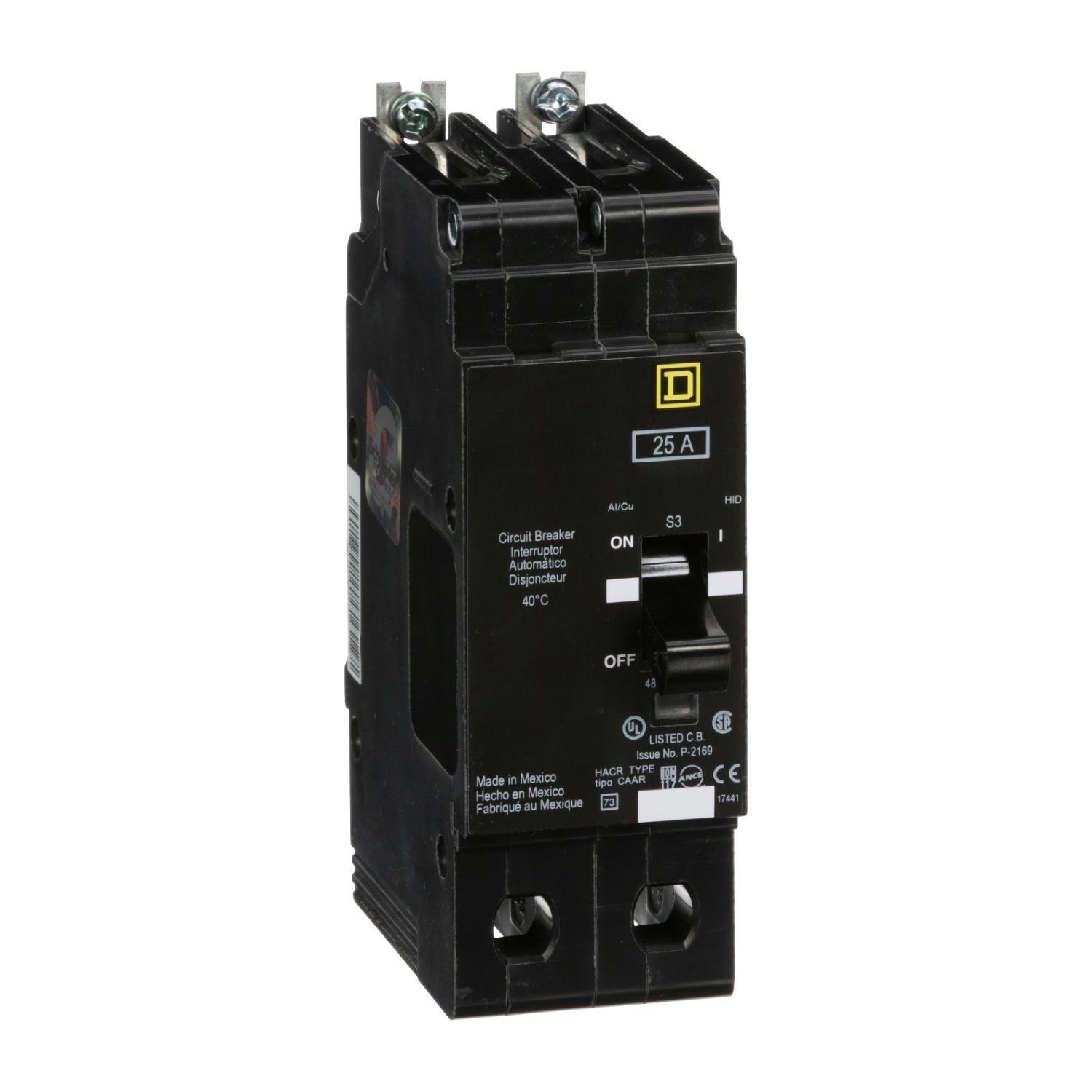 Picture of EGB24025 - Mini circuit breaker, E-Frame, 25A, 2 pole, 480Y/277VAC, 65kA max, bolt on [TAA]