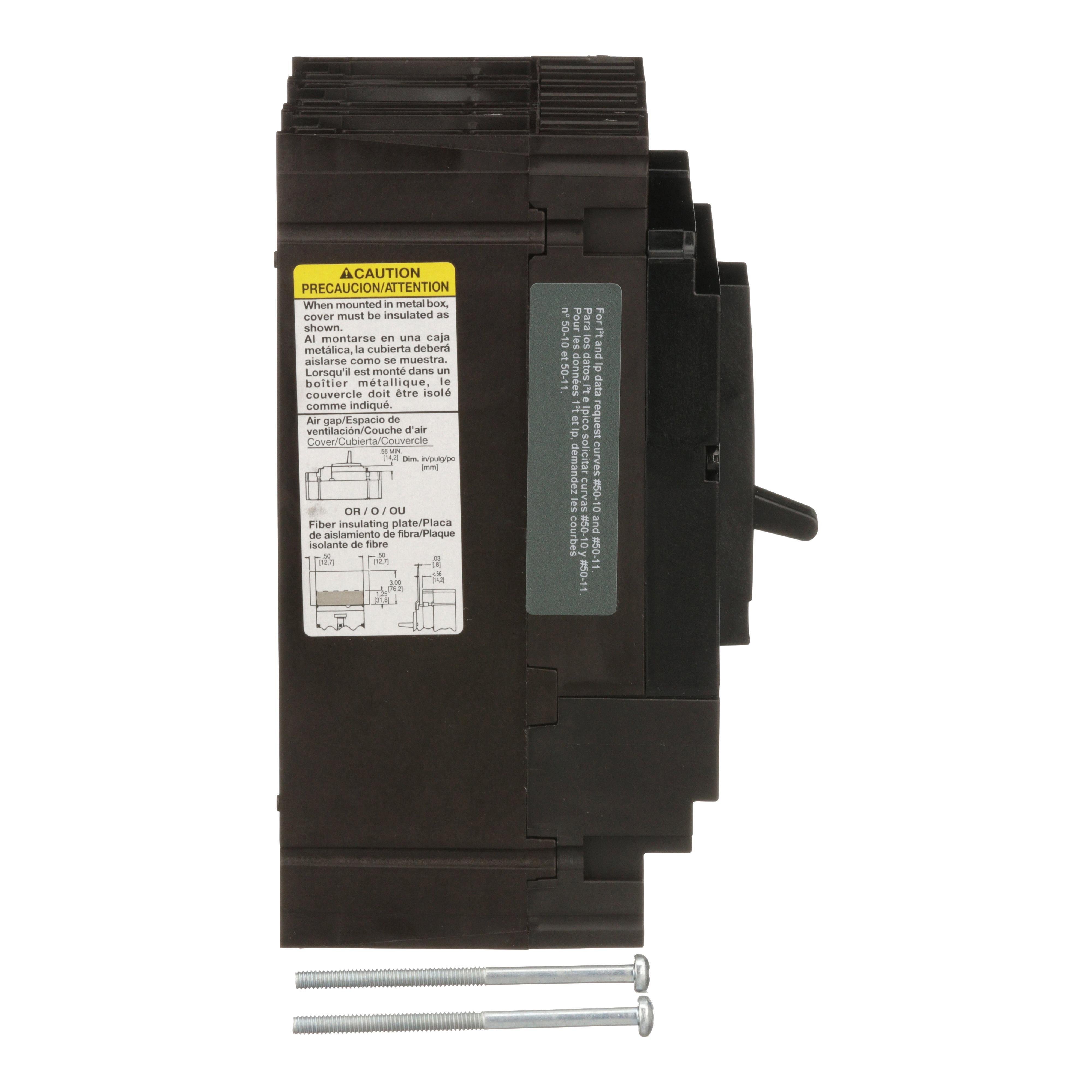 Picture of HLL36020 - Circuit breaker, PowerPacT H, 20A, 3 pole, 600VAC, 50kA, lugs, thermal magnetic, 80%