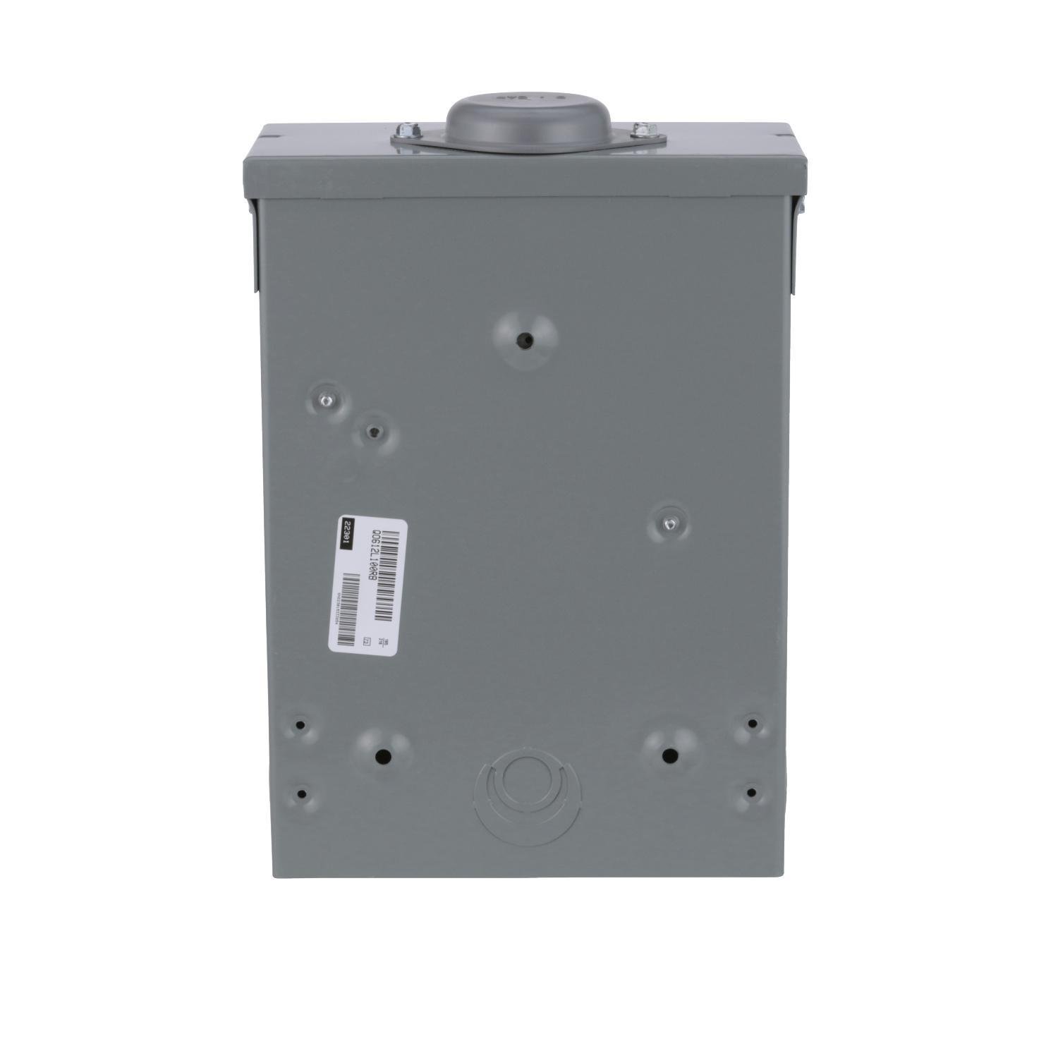 Picture of QO612L100RB - Load center, QO, 1 phase, 6 spaces, 12 circuits, 100A fixed main lugs, NEMA3R