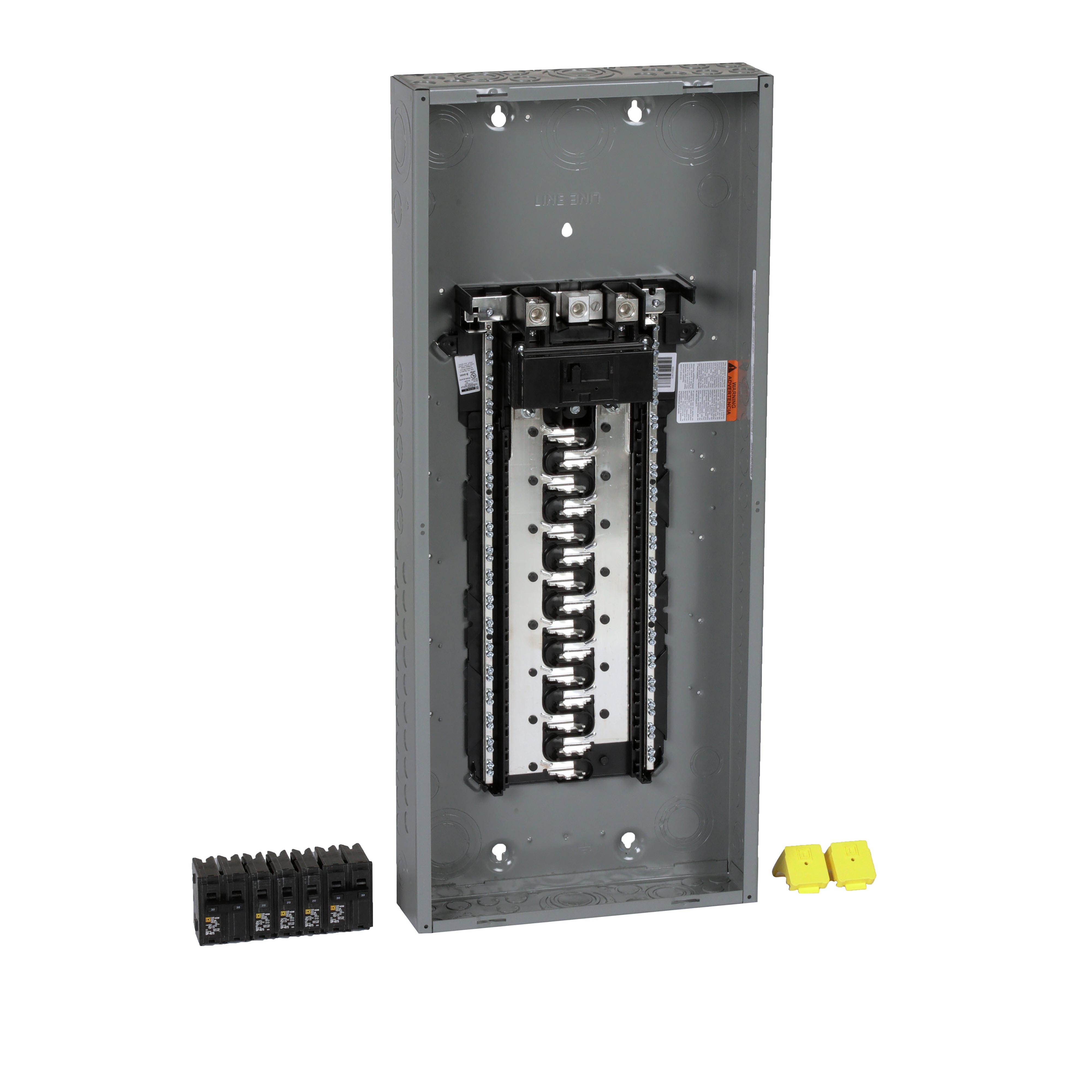 HOM3060M150PCVP - Load center, Homeline, 1 phase, 30 spaces, 60 circuits, 150A convertible main breaker, PoN, NEMA1, value pack