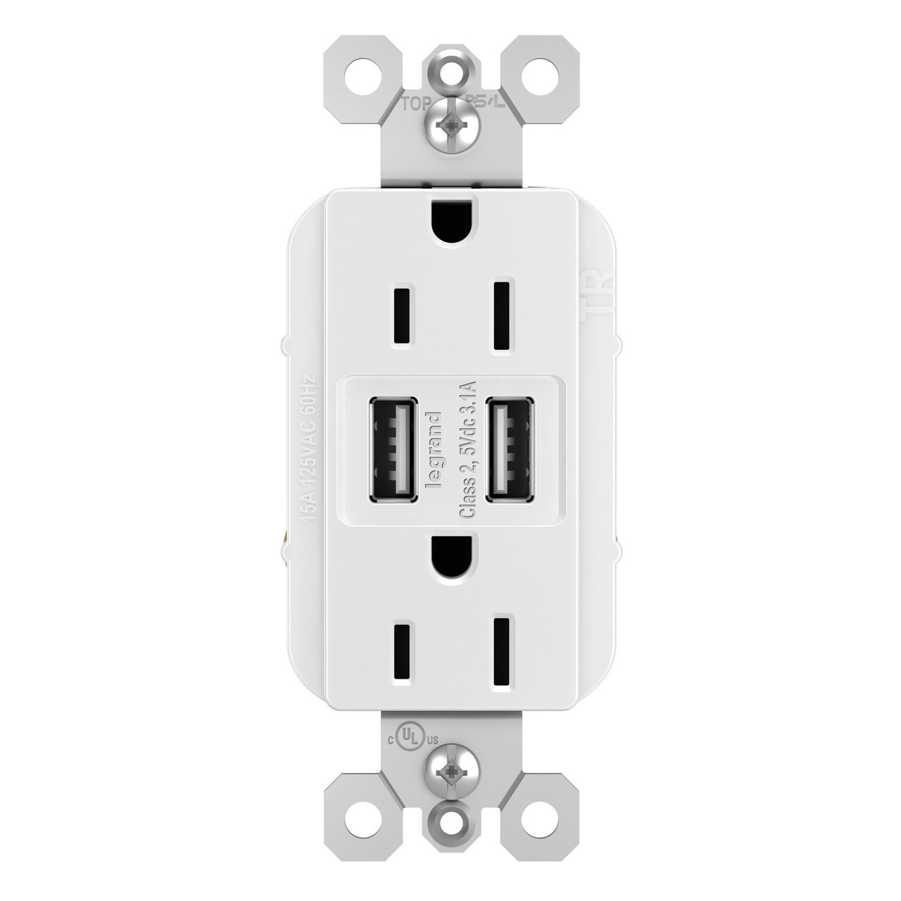 Picture of TM826USBW - radiant® 15A Tamper-Resistant USB Outlet, White