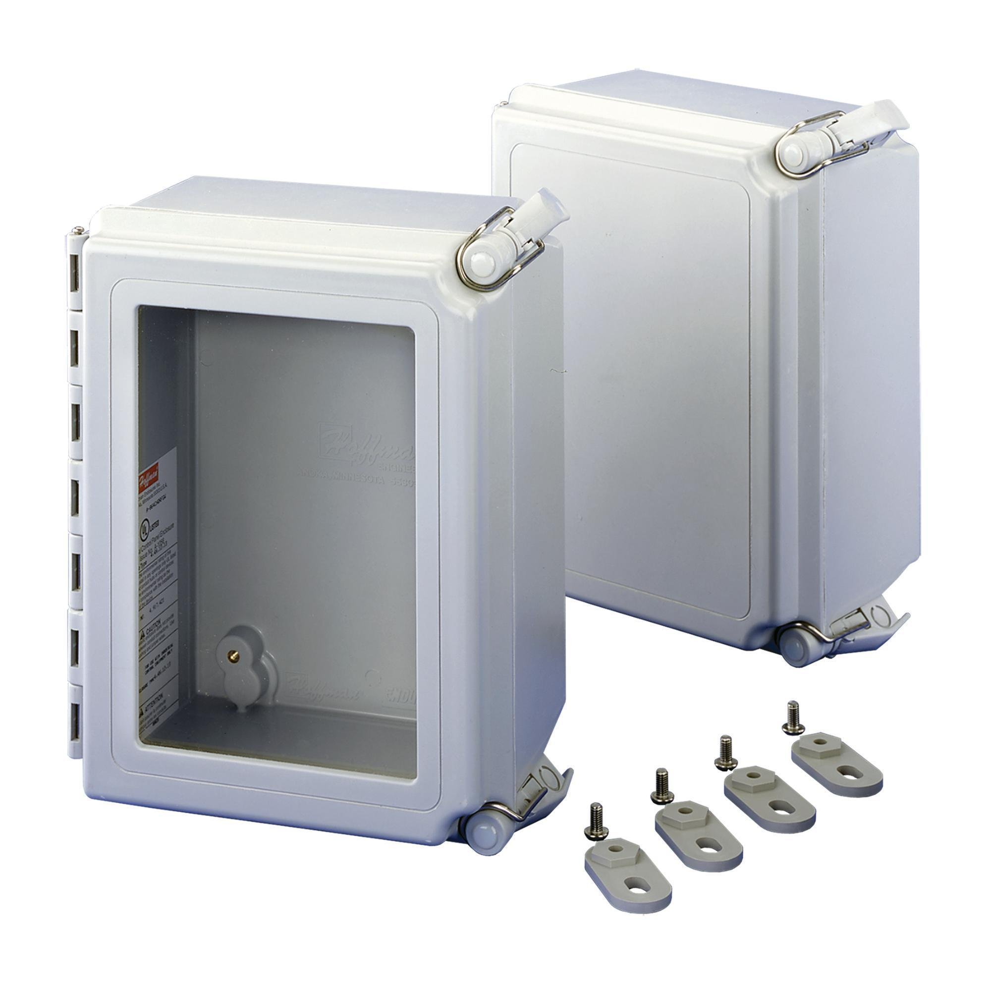 A664CHQRFG - Continuous Hinge QR Cover Enclosure 4X, 6x6x4, Light Gray, Fiberglass