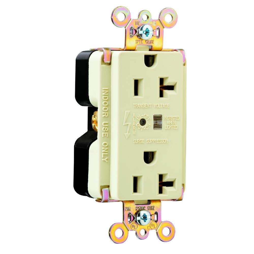 5362-ISP - 20A 125V Extra Heavy Duty Spec-Grade Surge Protective Duplex Receptacle, Ivory