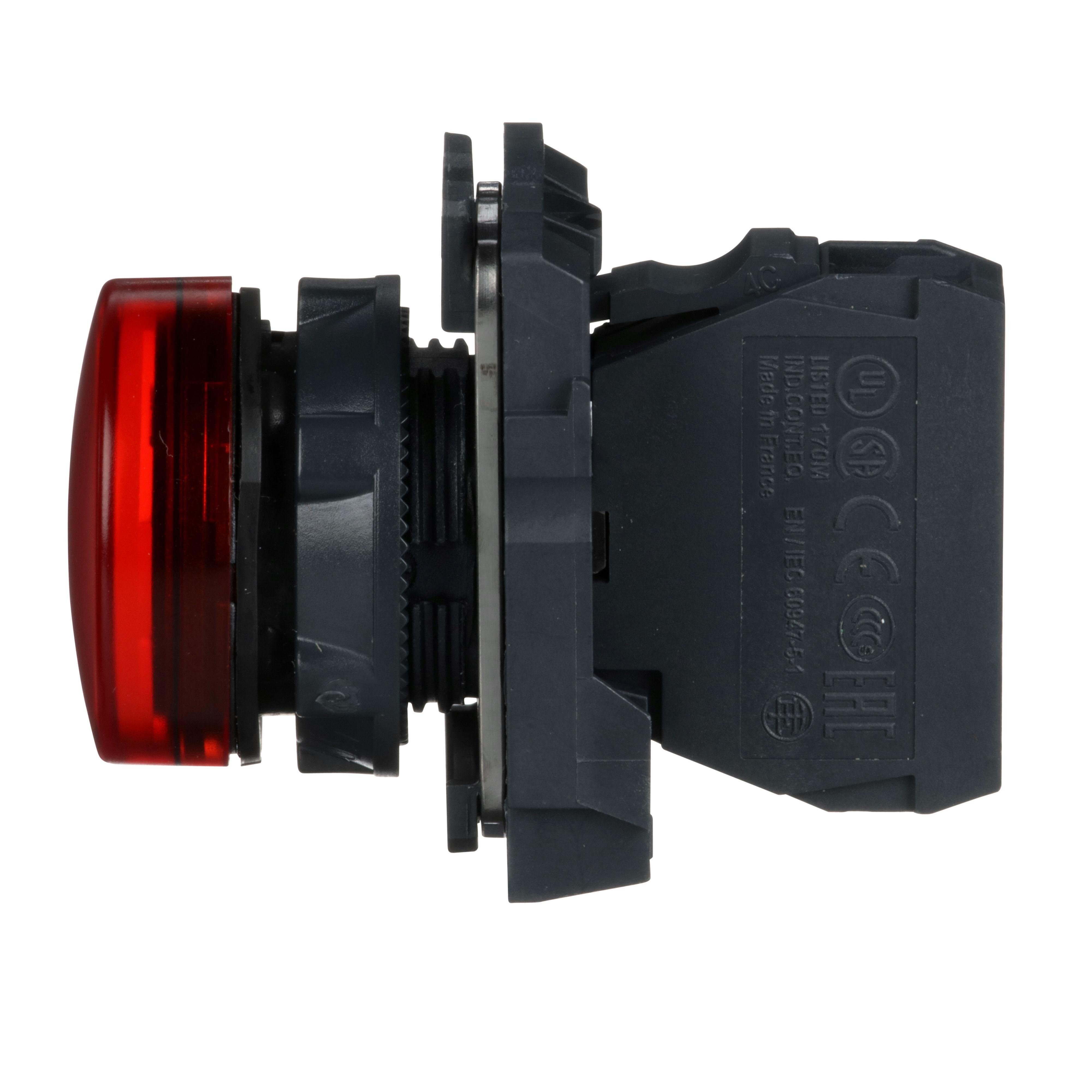 Picture of XB5AVG4 - pilot light, Harmony XB5, grey plastic, red, 22mm, universal LED, plain lens, 110…120V AC