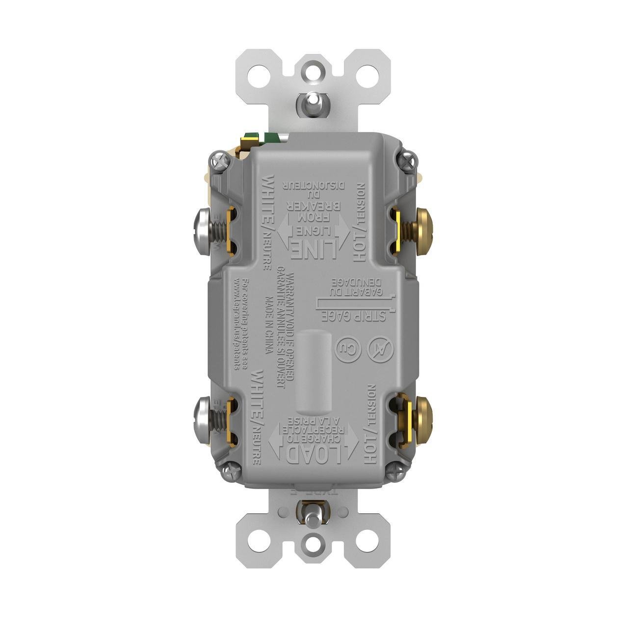 1597TRUSBACI - radiant® Tamper-Resistant 15A Duplex Self-Test GFCI Receptacles with SafeLock® Protection, USB Type A/C, Ivory