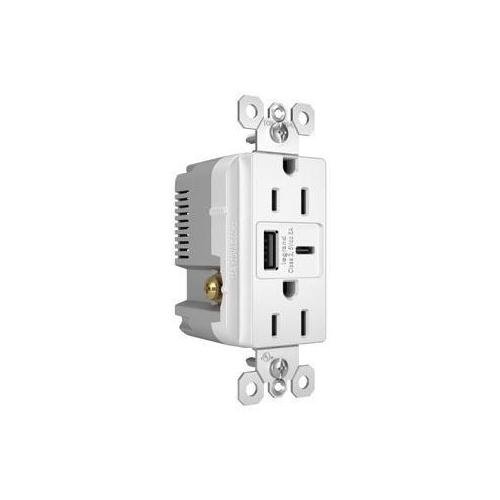 Picture of R26USBAC6W - radiant® 15A Tamper-Resistant Ultra-Fast USB Type A/C Outlet, White