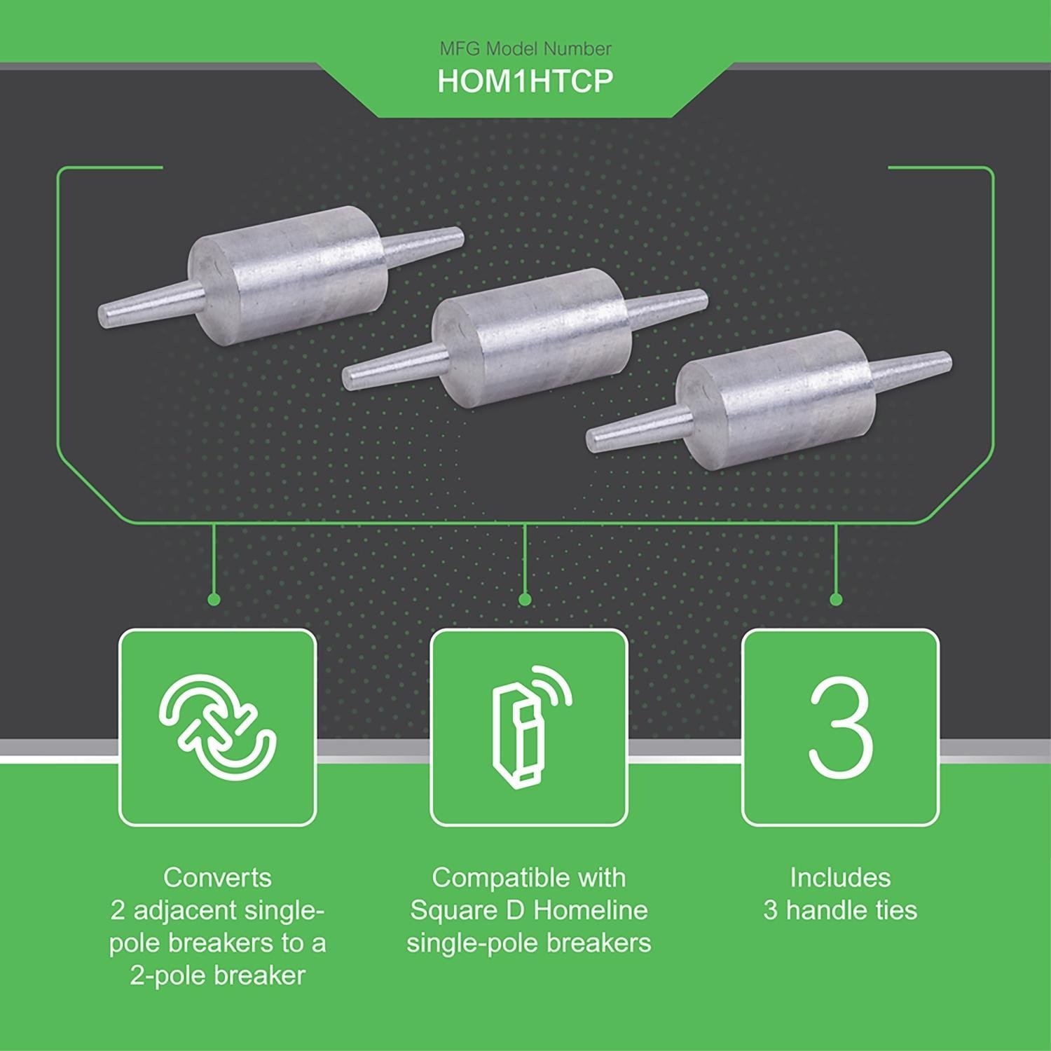Picture of HOM1HT - Mini circuit breaker accessory, Homeline, handle tie, 120/240VAC, ties two 1 pole circuit breakers