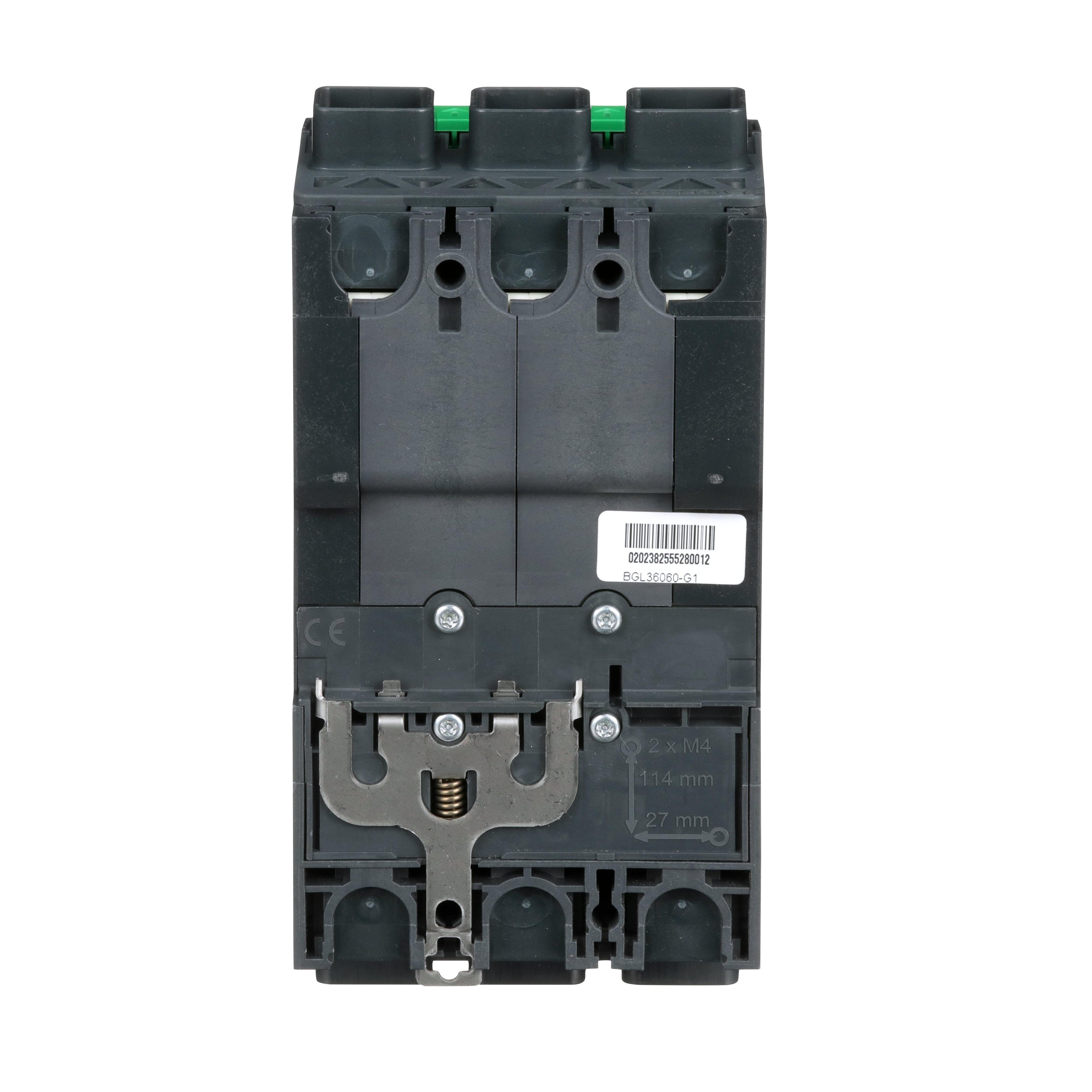 Picture of BGL36060 - Circuit breaker, PowerPacT B, 60A, 3 pole, 600Y/347VAC, 18kA, lugs, thermal magnetic, 80%