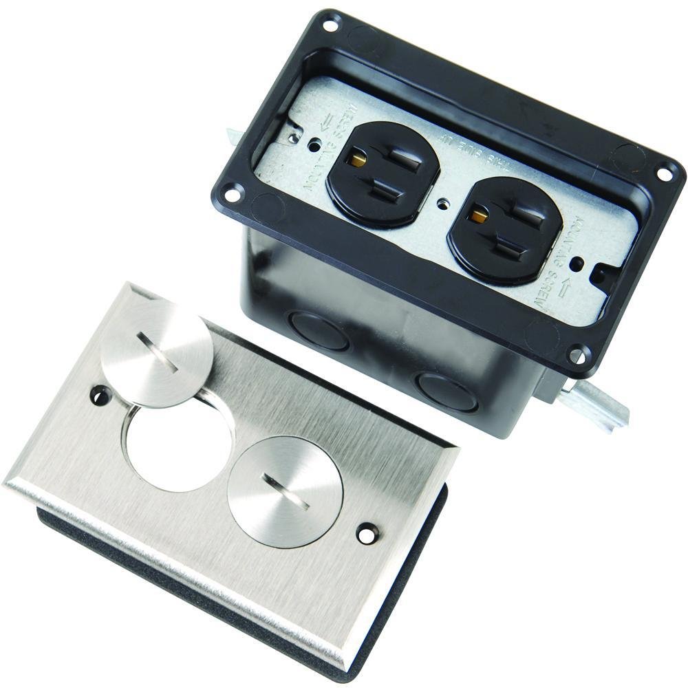 FB1-TR-DR-N - Tamper-Resistant Floor Box Assembly - One Gang for Wood Sub-Floors, Nickel