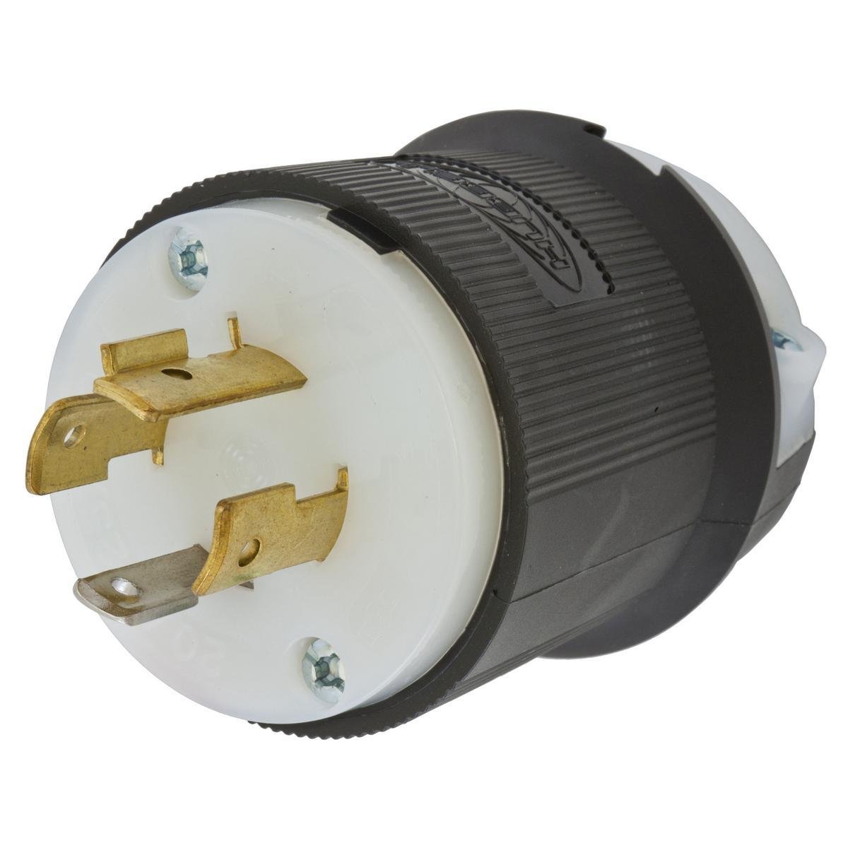 HBL2411 - Locking Devices, Twist-Lock®, Industrial, Male Plug, 20A 125/250V 3- Pole 4-Wire Grounding, L14-20P, Screw Terminal, Black and White