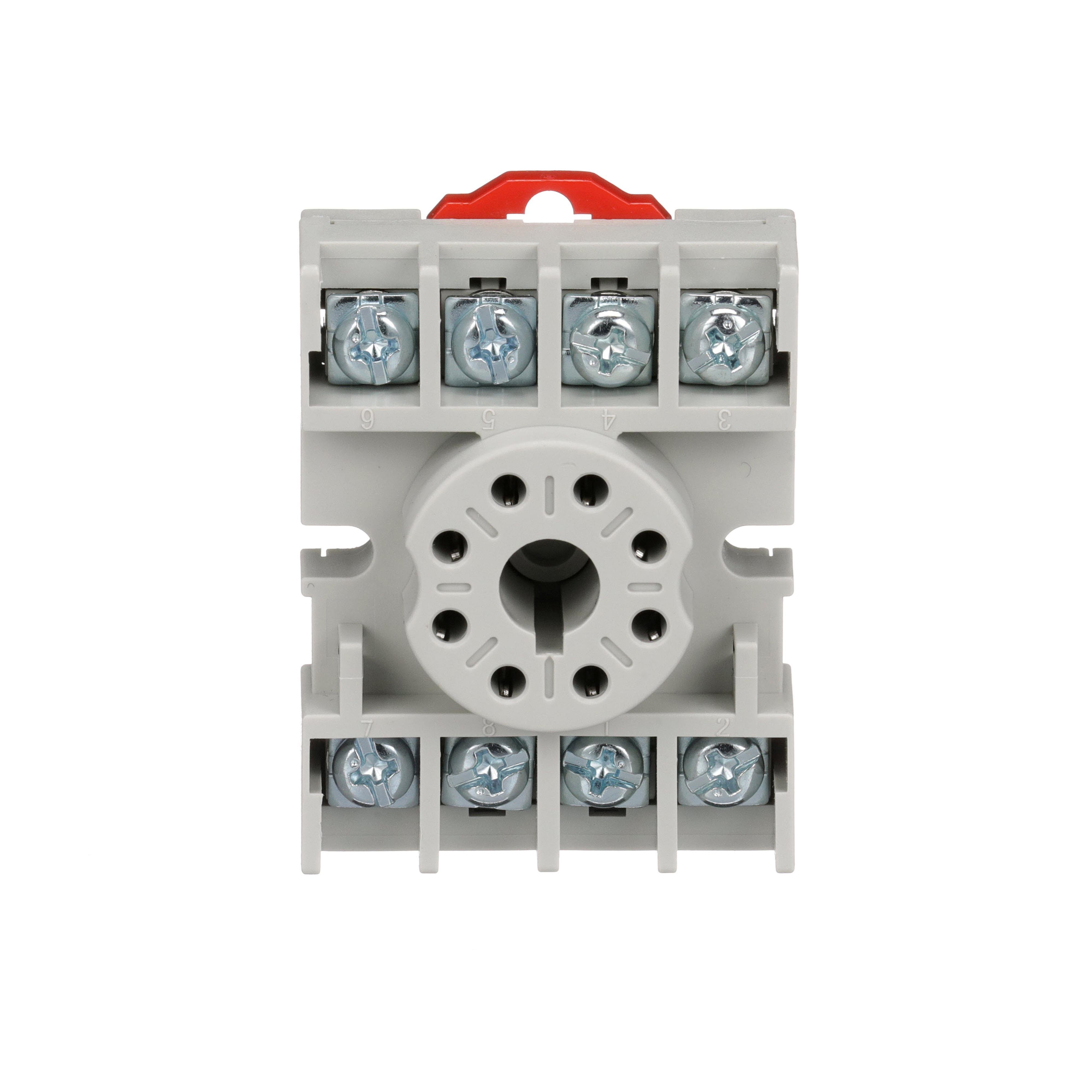 Picture of 8501NR51B - Plug in relay, Type N, relay socket, 8 tubular pin, single tier, for 8510KP relays and 9050JCK timers, bulk packaged
