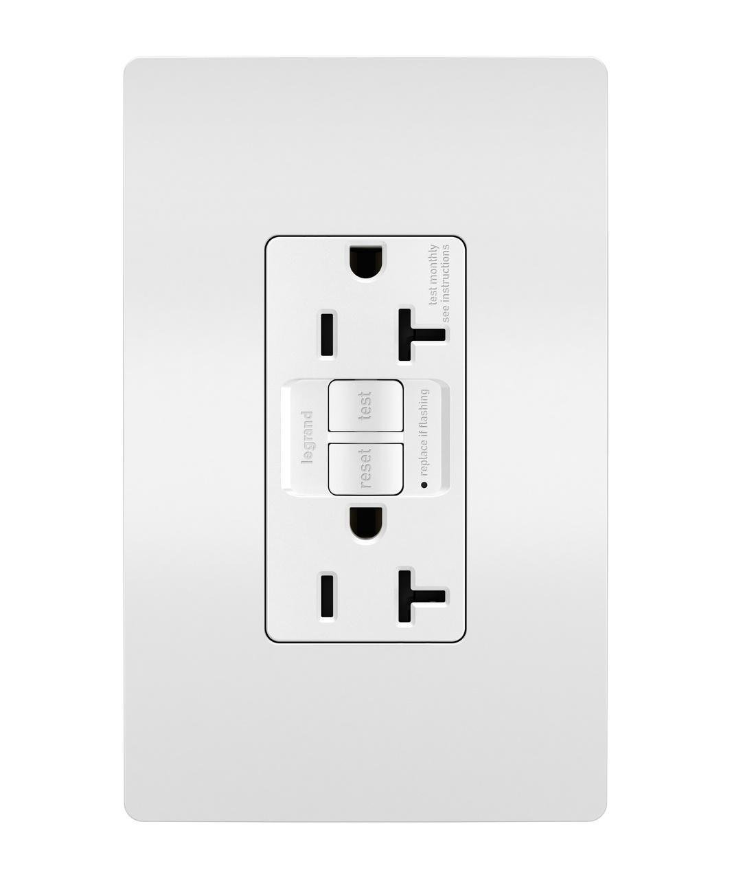 Picture of 2097-W - radiant® 20A Duplex Self-Test GFCI Receptacles with SafeLock® Protection, White