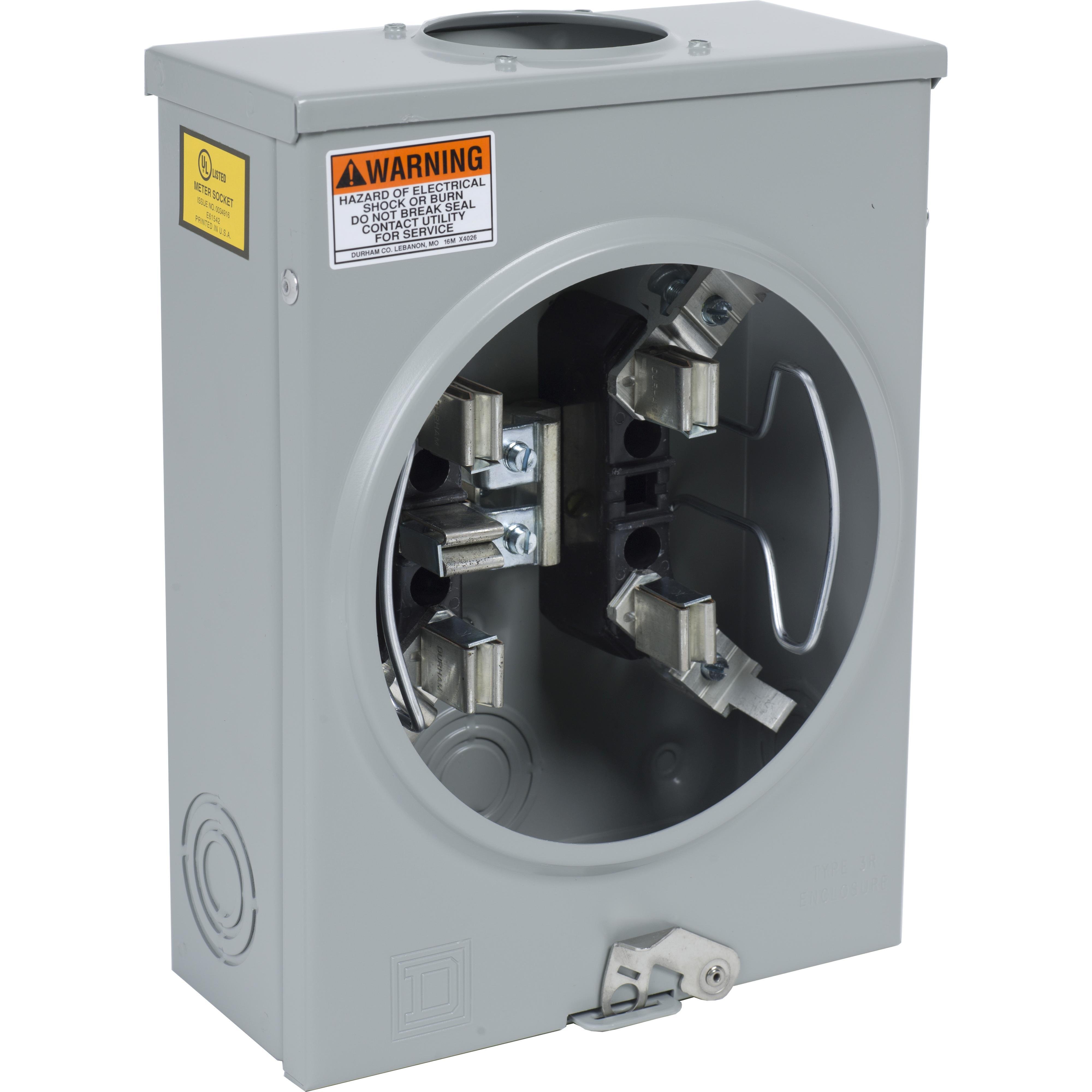 UGHTRS101B - Meter socket, ringless, 1 phase, 3 wire, 5 jaws, Series A, horn bypass, no jaw release