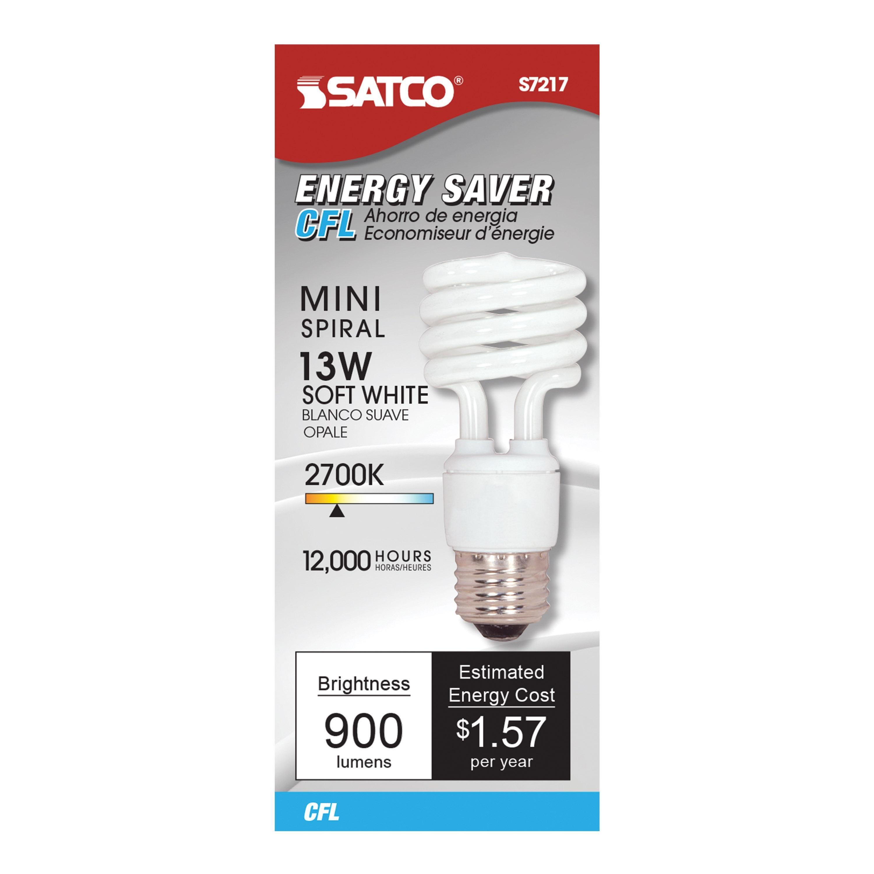 Picture of S7217 - 13 Watt - Mini Spiral Compact Fluorescent - 2700K - 82 CRI - Medium base - 120 Volt