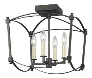 SF350SMS - Thayer 14.375 in. W 4-Light Smith Steel Semi-Flush Mount