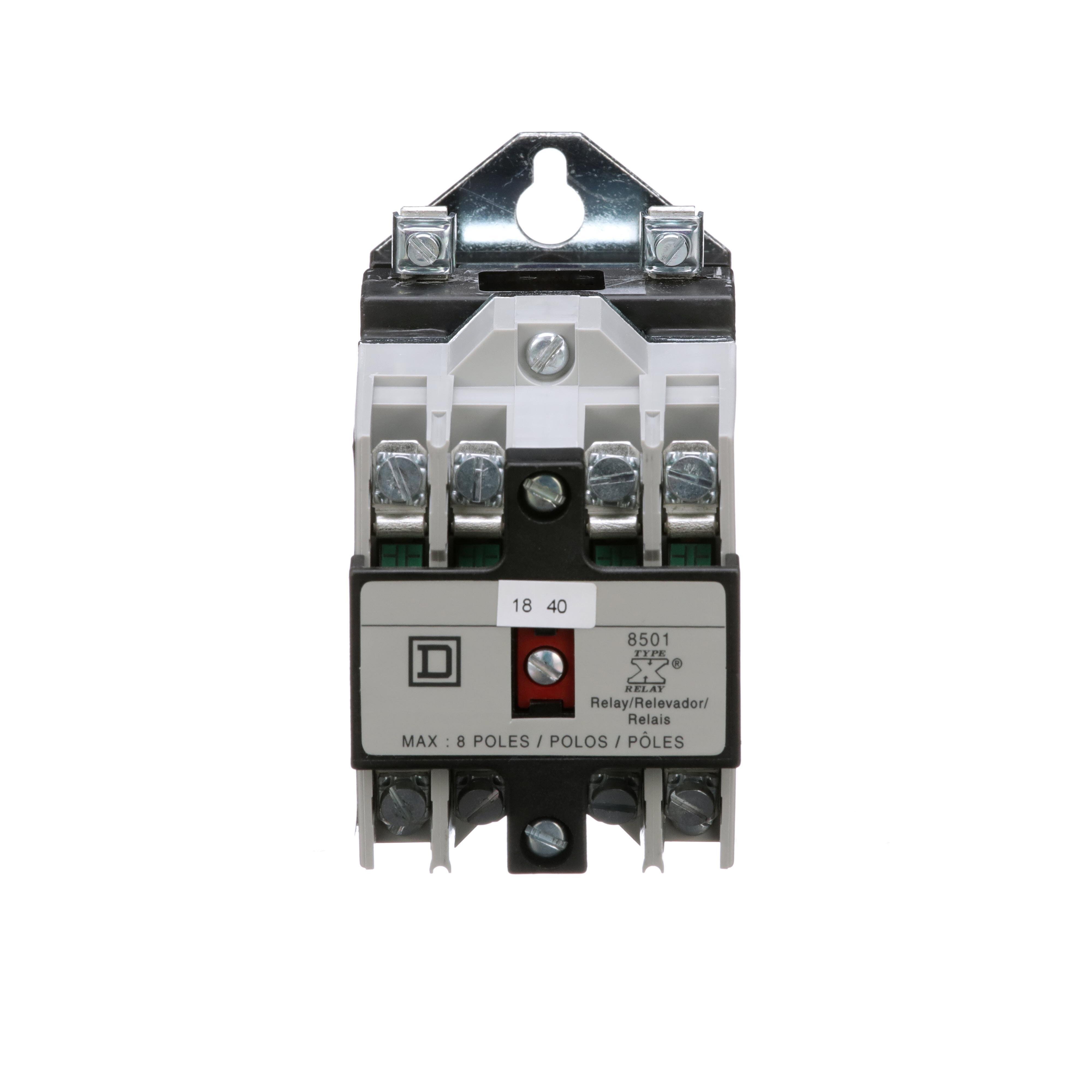 8501XDO40V56 - NEMA Control Relay, Type X, machine tool, 10A resistive at 600 VAC, 4 normally open contacts, 48 VDC coil