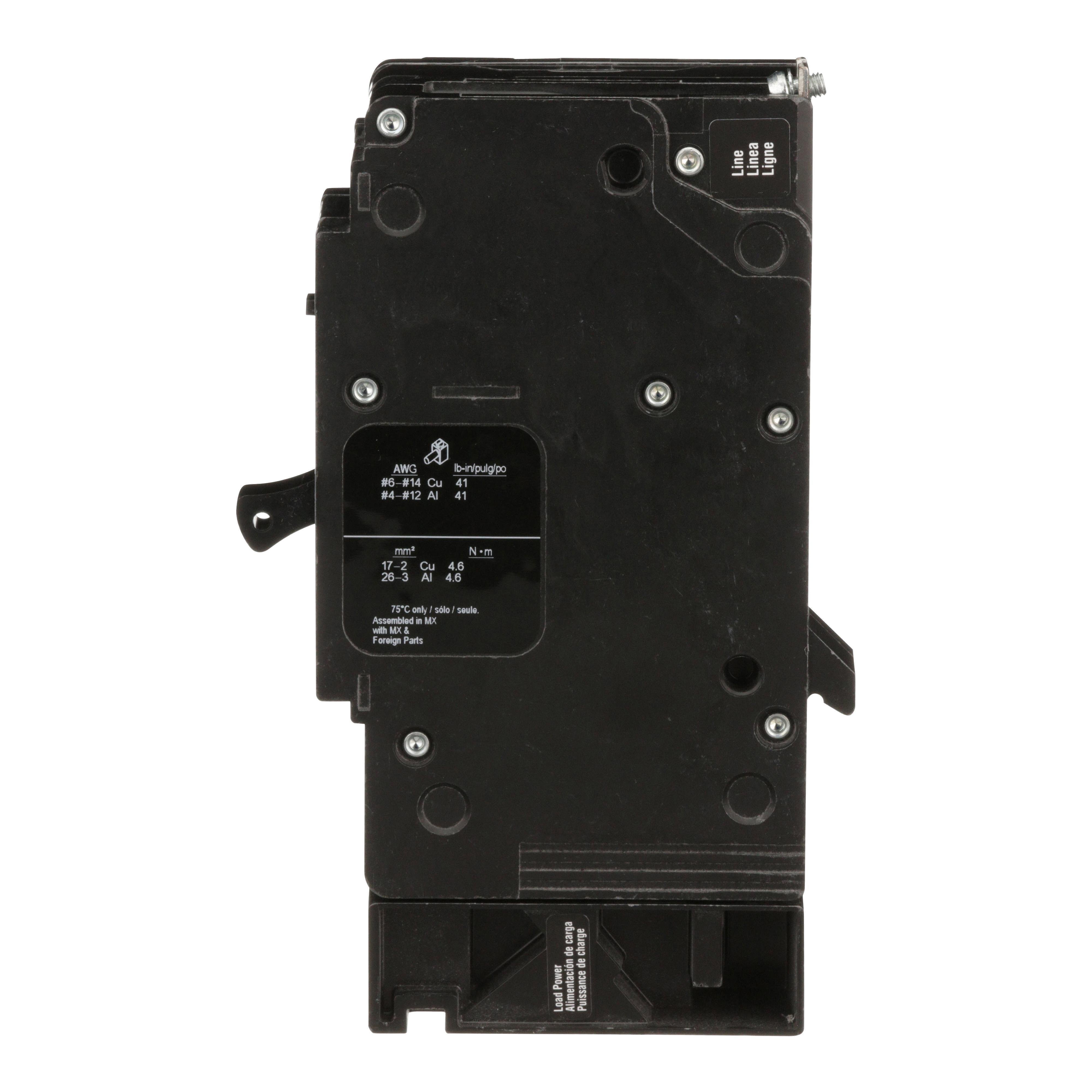 Picture of EDB14020EPD - Mini circuit breaker, E-Frame, 20A, 1 pole, 277VAC, 25kA max, bolt on, 30mA ground fault protection [TAA]