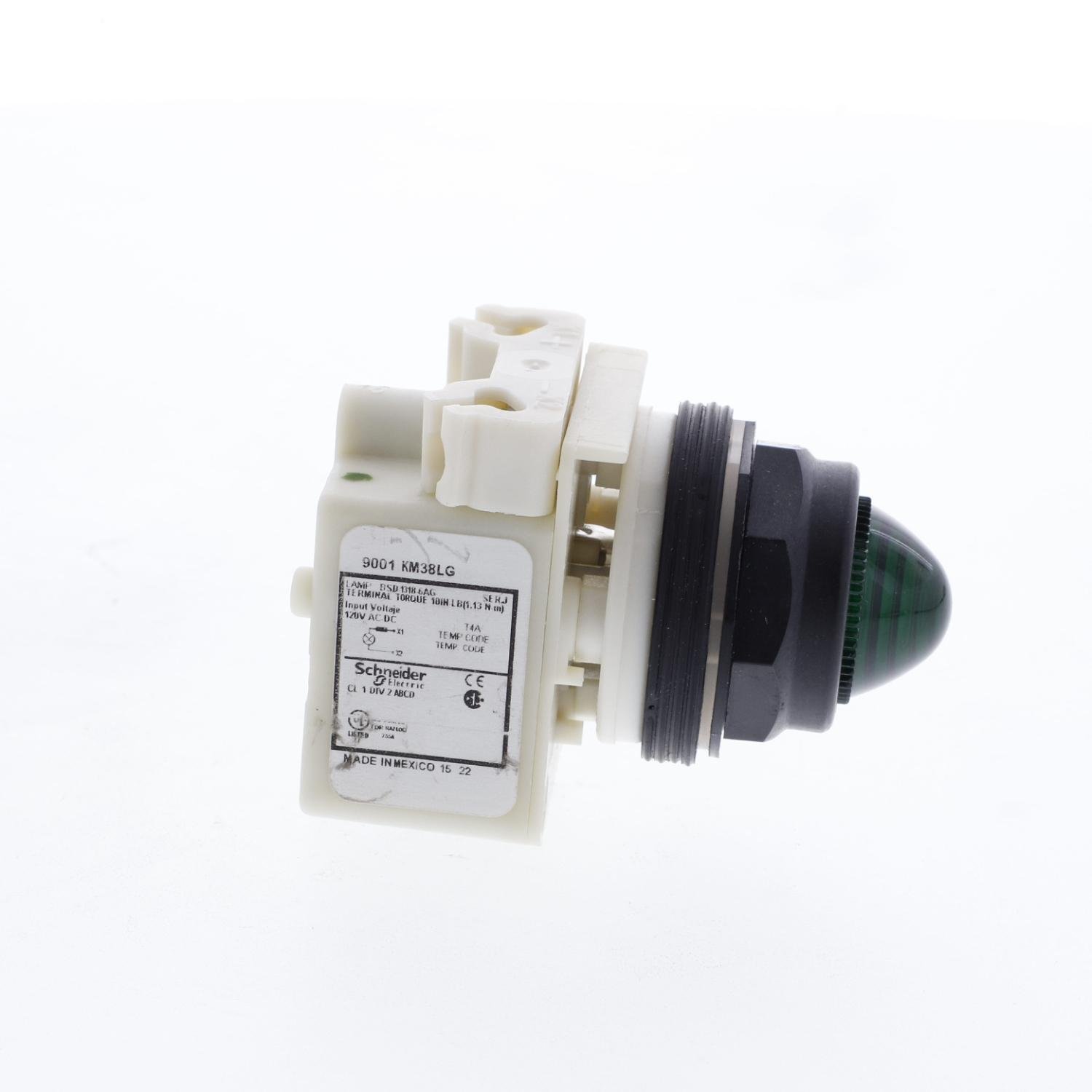 Picture of 9001SKP38LGG9 - Pilot light, Harmony 9001SK, plastic, polycarbonate, domed, green, 30mm, LED green, 120V