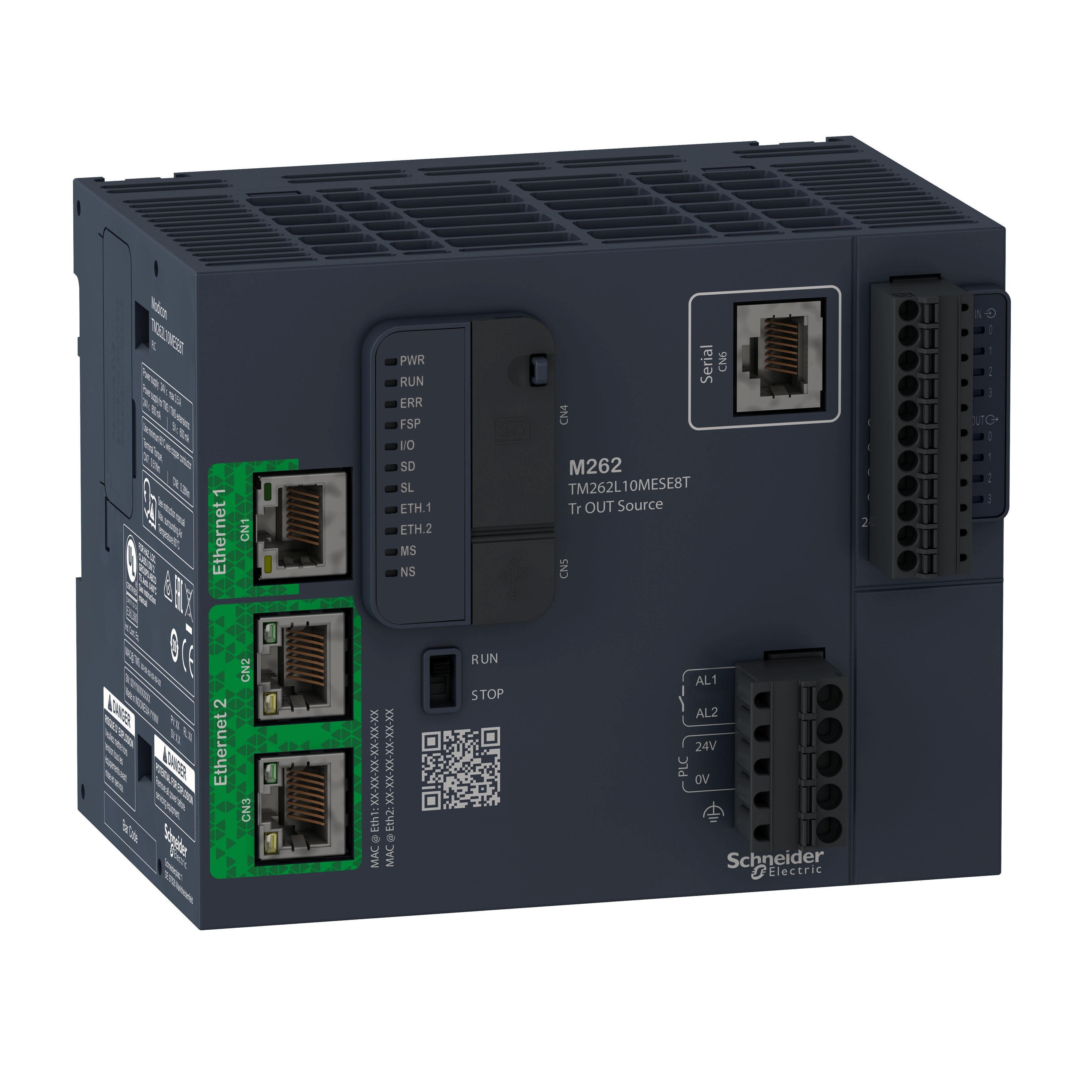 Picture of TM262L10MESE8T - logic controller, Modicon M262, 5ns per instruction, Ethernet