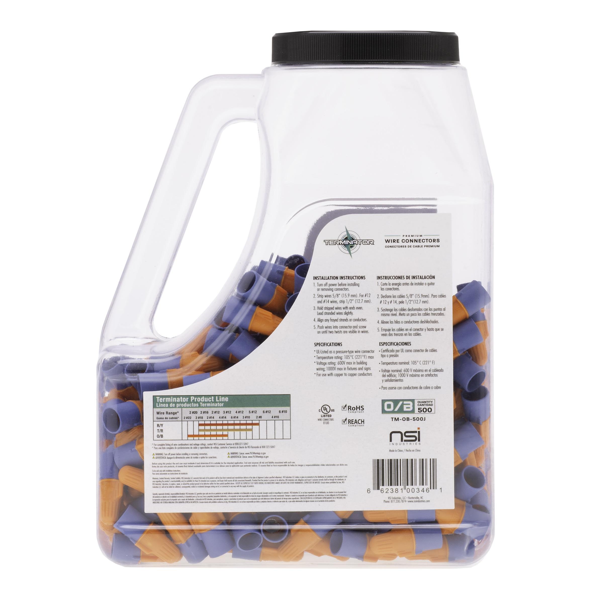 TM-OB-500J - Premium Wire Connectors in Orange & Blue rated for 22-12 AWG |500 Pack