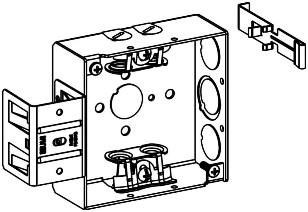 4SB-MC-MS - 1-1/2" DEEP, 4" SQUARE (4S) BOX WELDED WITH MC CLAMPS & MS BRACKET