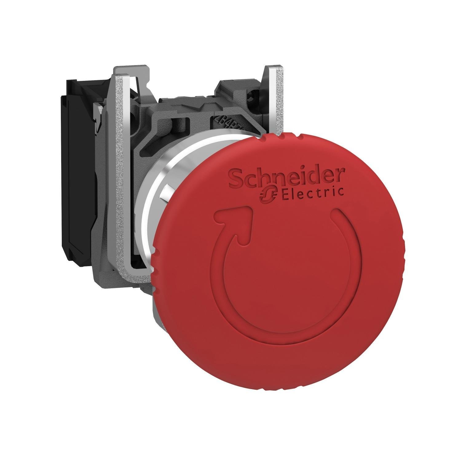 Picture of XB4BS8442 - Emergency switching off push button, Harmony XB4, metal, red mushroom 40mm, 22mm, trigger latching turn to release, 1NC
